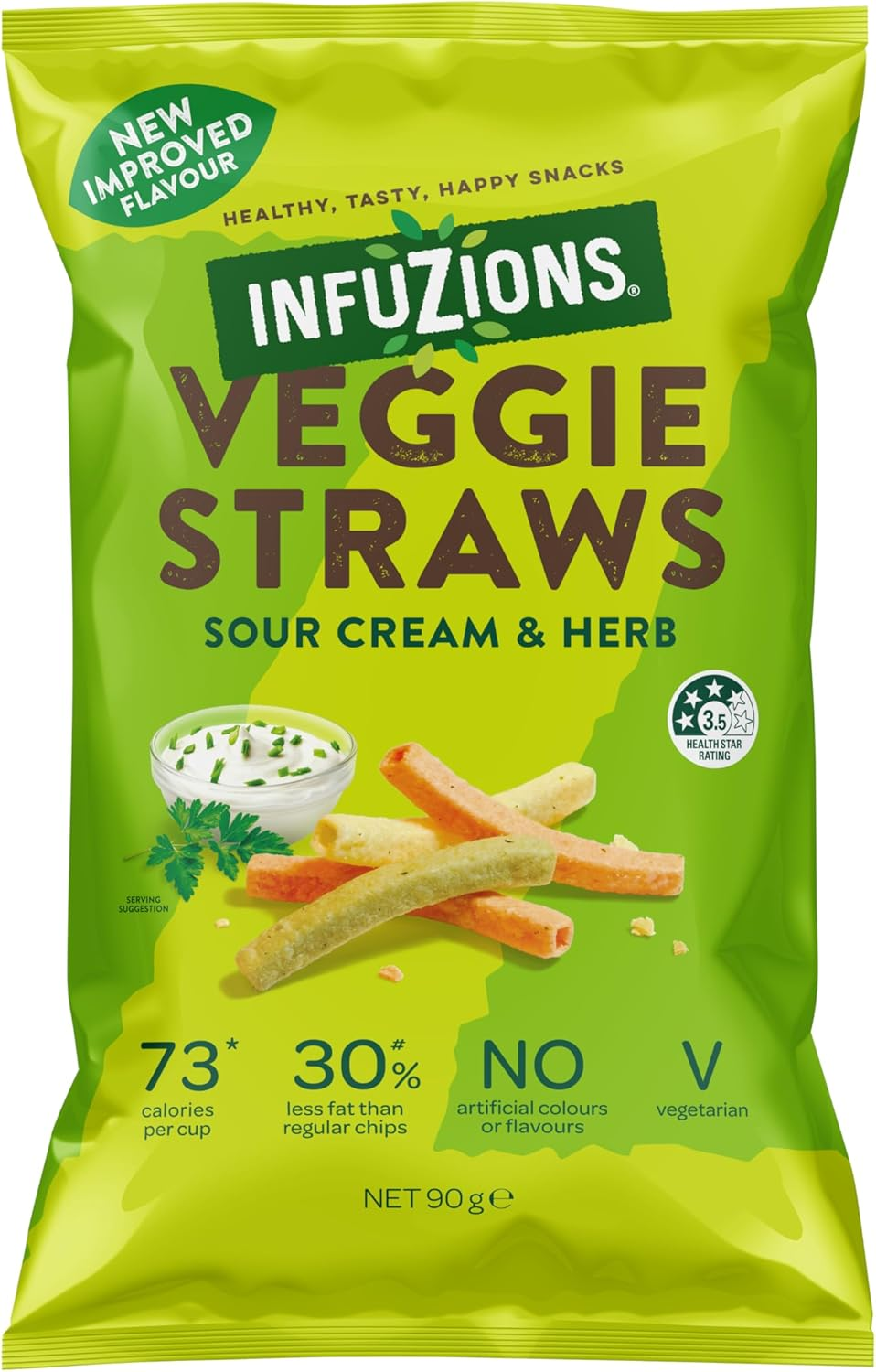 Infuzions Veggie Straws Sour Cream & Herb Flavour 90G image number 1