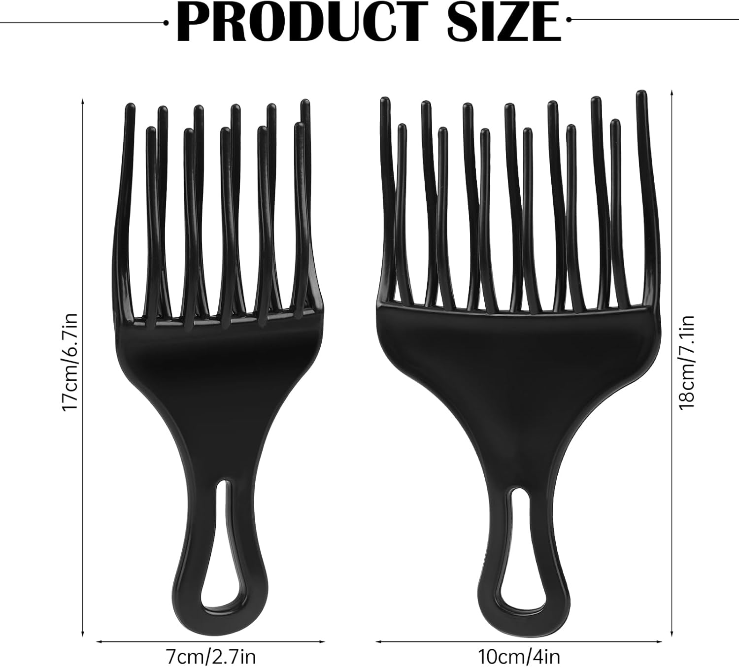 2 Pcs Afro Comb Set: Large and Small Plastic Wide-Tooth Picks for Curly, Natural Hair Styling, Detangling Wigs and Braids image number 5