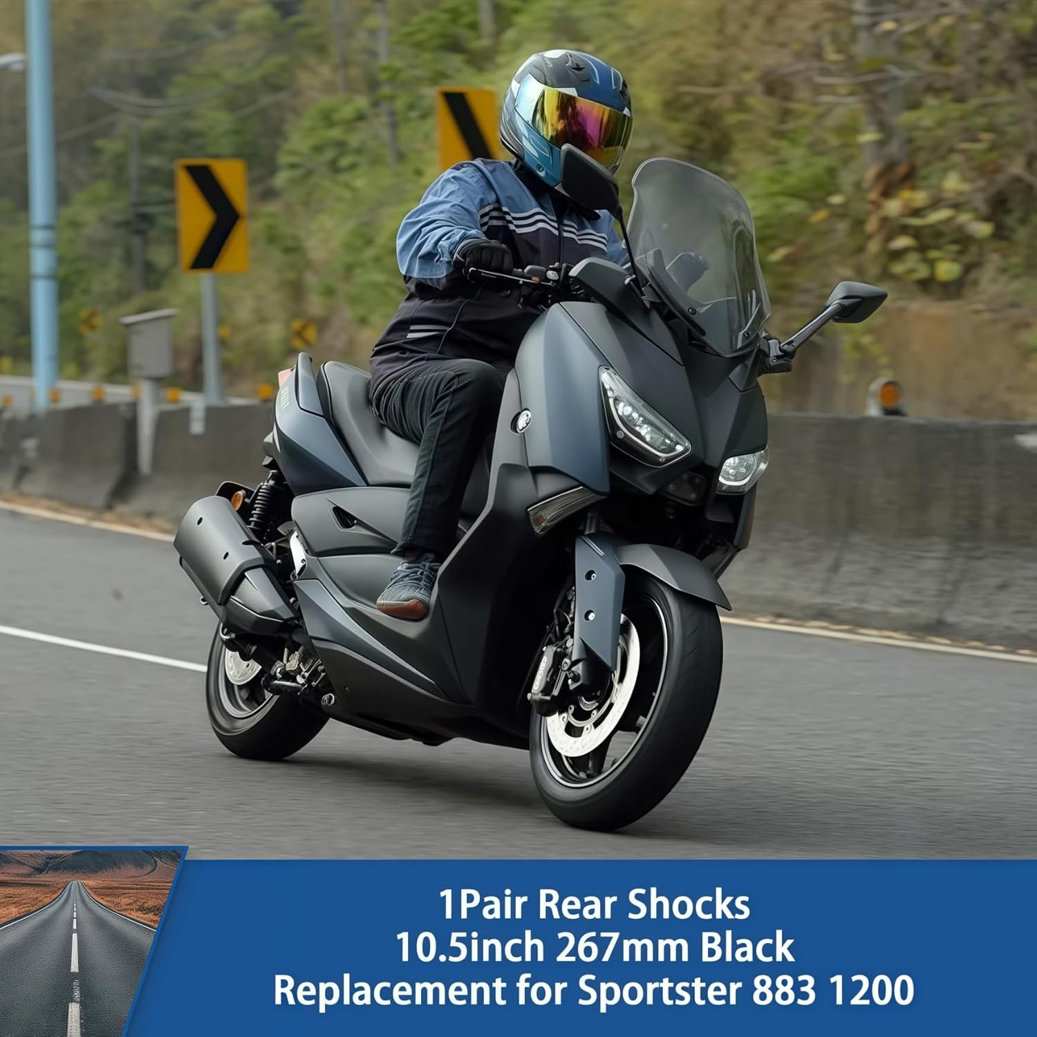 WFLNHB 1Pair Rear Shocks 10.5Inch 267Mm Black Replacement for Sportster 883 1200 image number 4