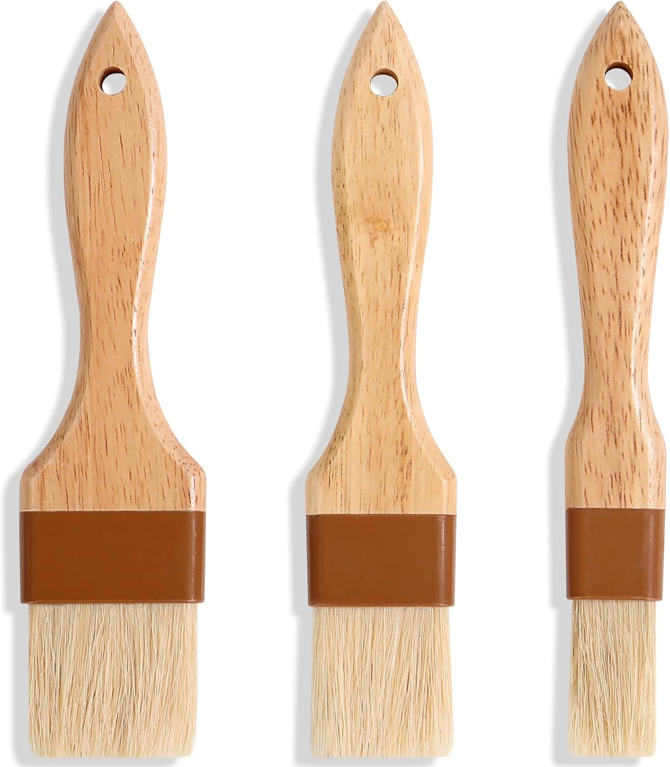3-Piece Natural Bristle Pastry and Basting Brush Set with Wooden Handles &ndash; Ideal for Cooking, Baking, BBQ, and Kitchen Basting image number 3