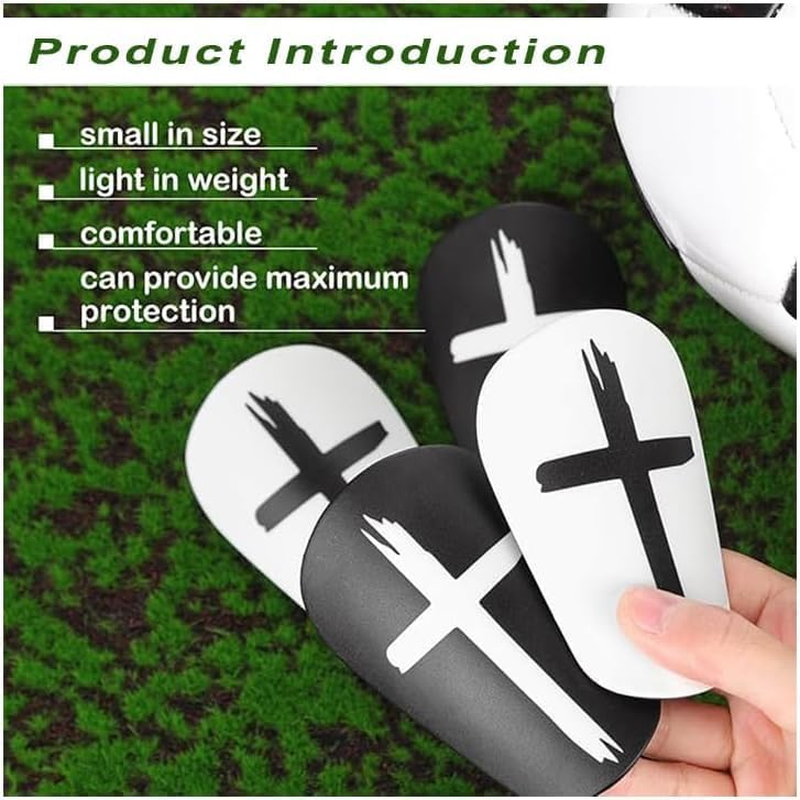 Black and White Cross Protective Soccer Shin Pads Mini Football Shin Pads, 4Pcs Black White Cross Mini Small Shin Guards,Black White Cross Protective Soccer Shin Guards image number 1
