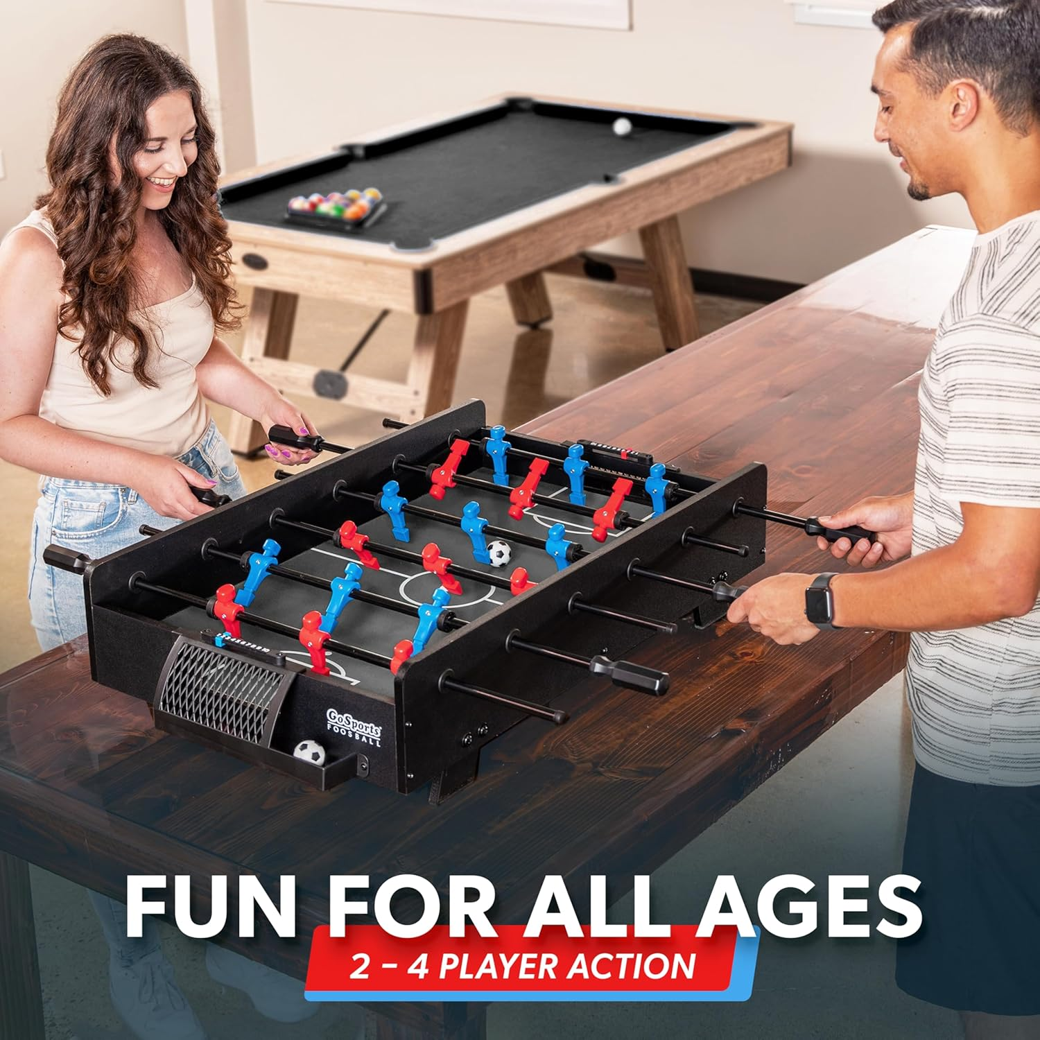 Gosports 32 Inch Tabletop Foosball Game Set - Oak or Black