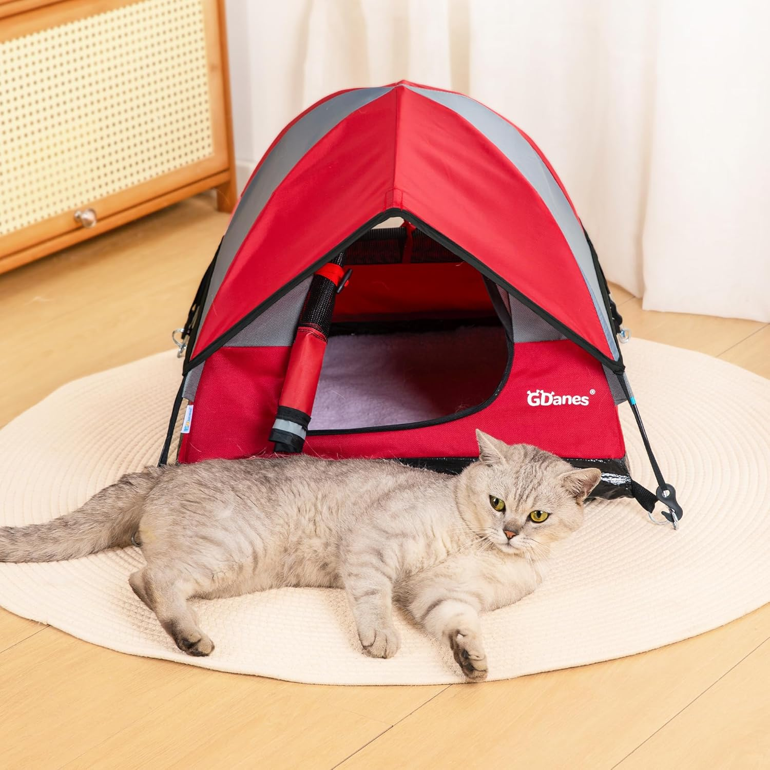 Gdanes Cat House Portable Indoor/Outdoor Red Cat Tent for Cats and Small Dogs with Soft Pad image number 6