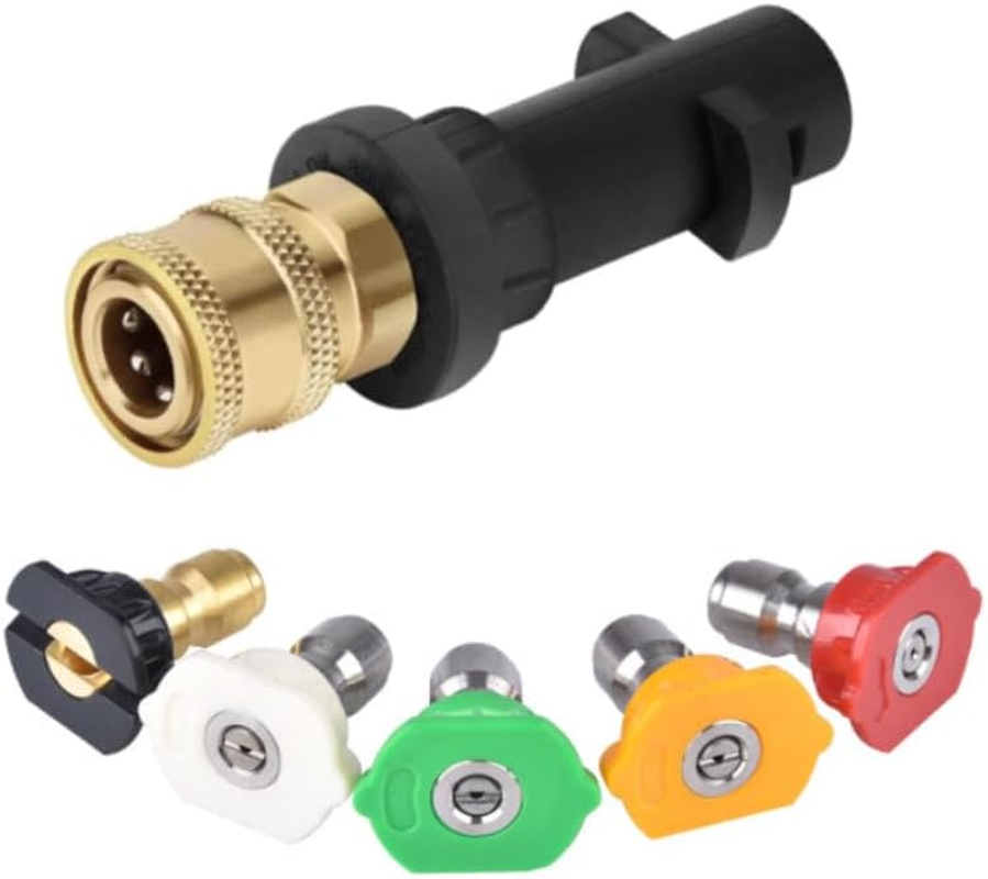 High Pressure Washer Gun Adapter 1/4" Spray Nozzle Tips Sets Brass Female Quick Connector for Karcher K2 K3 K4 K5 K6 K7 image number 2