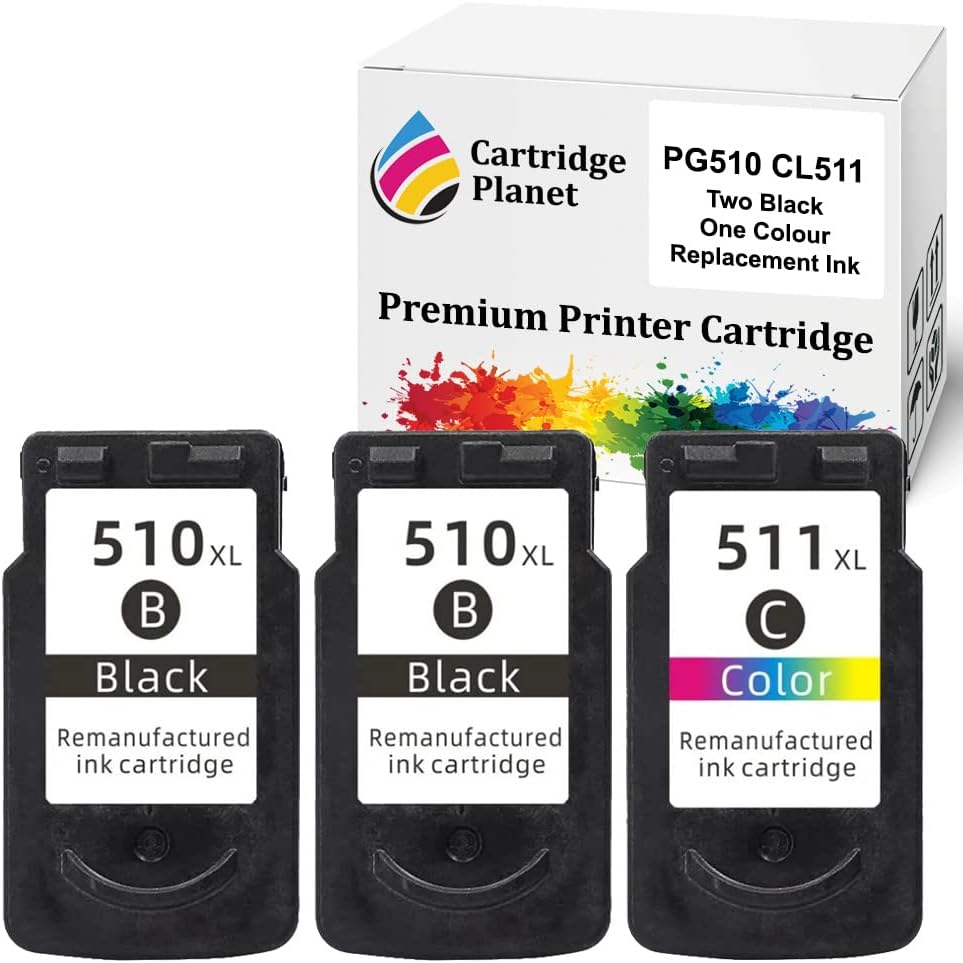 Cartridge Planet 2 Black and 1 Colour Compatible Ink for Canon PG-510 CL-511 PG510 CL511 for Canon IP2700 MP230 MP240 MP250 MP260 MP270 MP280 MP282 MP480 MP490 MP492 MP495 MX320 MX330 MX340 MX350 MX..