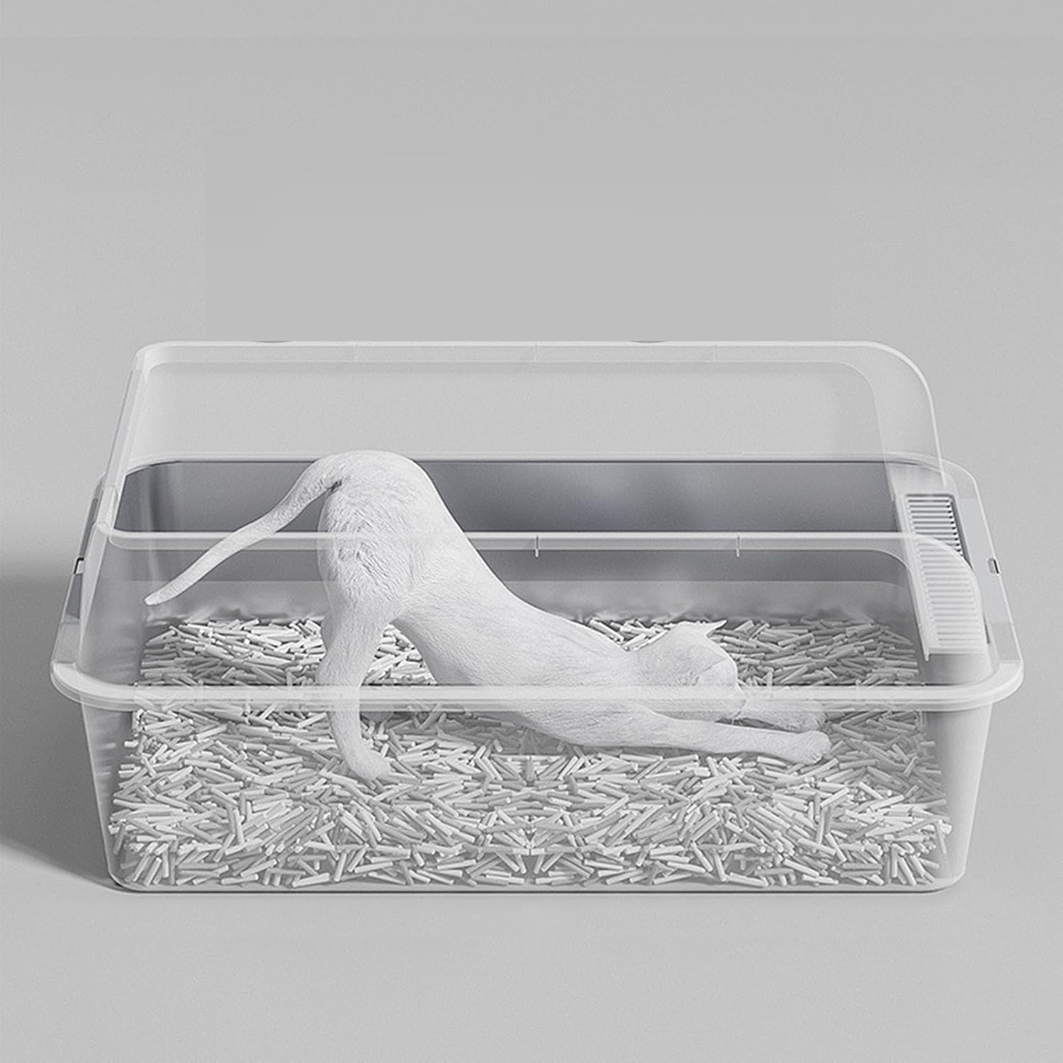 Stainless Steel Cat Litter Box with Lid, Extra Large Litter Box for Big Cats, Metal Litter Box with Wall Sides Enclosure, Non-Sticky, Anti-Leakage, Easy Cleaning Litter (Extra image number 5