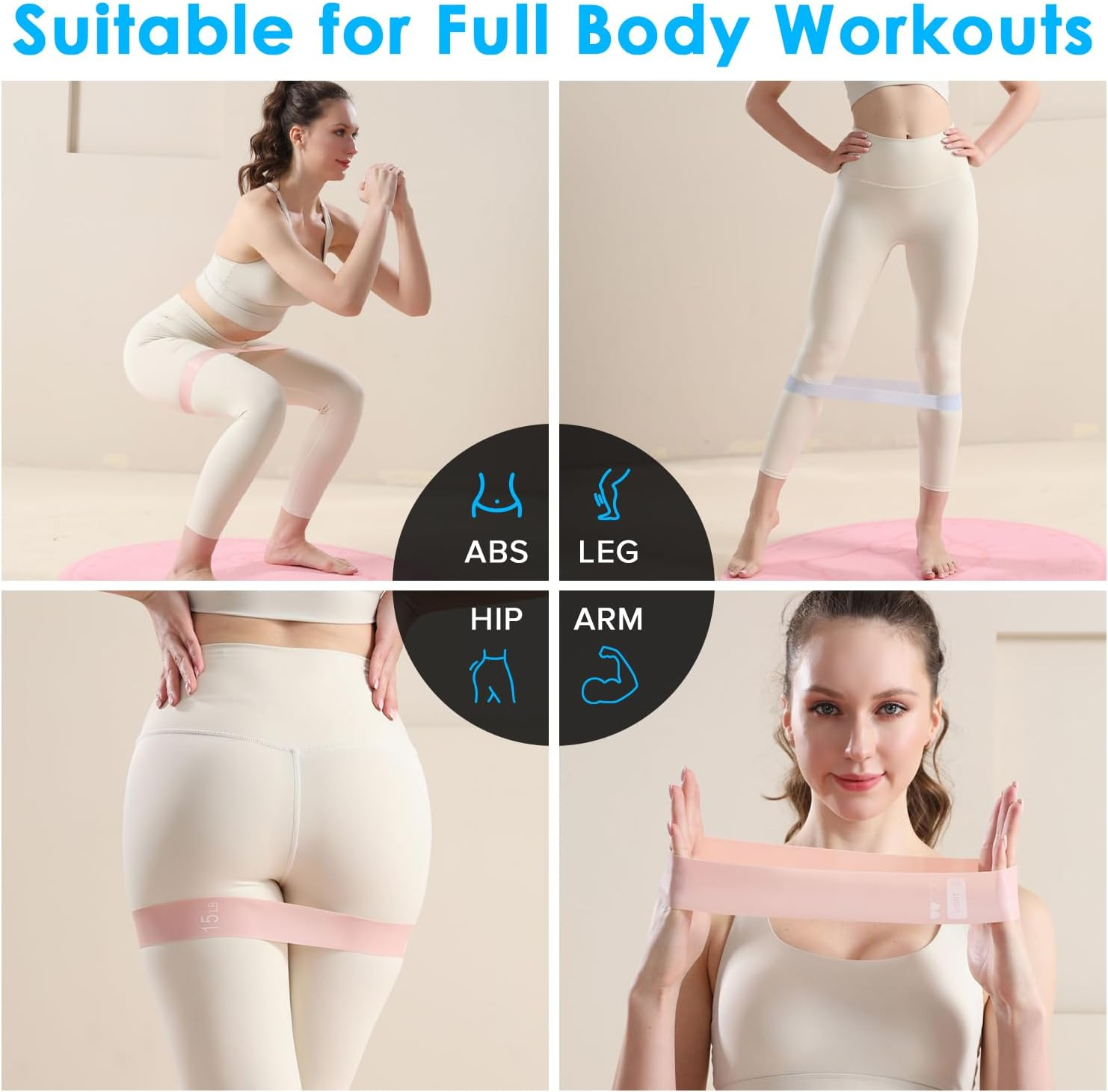 Yakiter Resistance Bands, Set of 5 Rubber Non-Slip Resistance Bands with 5 Different Resistance Levels, Suitable for Exercise, Workout, Physical Therapy, Yoga, Fitness with Carrying Bag