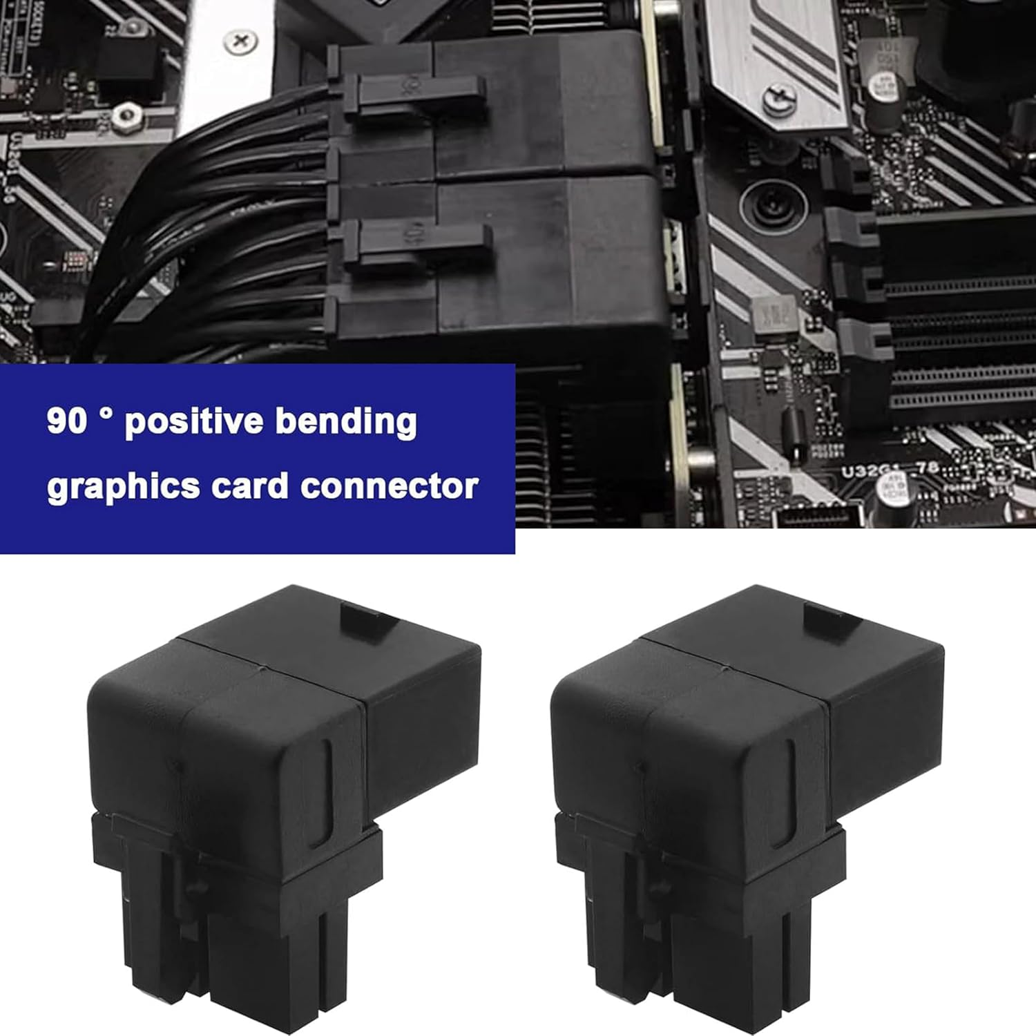 2PCS 8PIN 90 Degree Angled Power Connector Adapter,Gpu VGA Pcie Connector for Desktop Computers Graphics Card Right Angle Elbow Adapter Black (Angled Downwards) image number 5