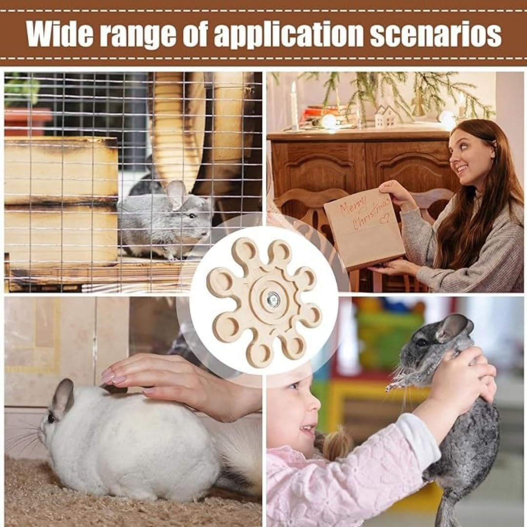 Chinchilla Chew Toys - Rotating Wooden Enrichment Toys,Hamster Chewing Toys, Funny Cage Accessories for Chinchilla Hamster Bunny（6.4 Inch） image number 5