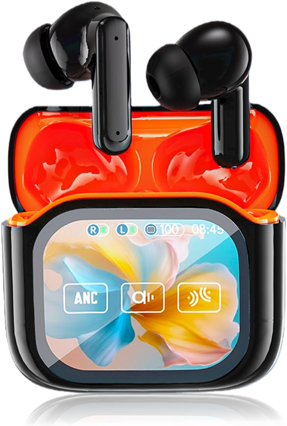 Bluetooth Headphones, In-Ear Headphones Wireless with Touch Screen, Bluetooth 5.4 with ANC/ENC Noise Cancelling Mic, 60H Playtime, Deep Bass Earbuds with Hifi Sound/7 EQ Modes, IPX7 Waterproof image number 2