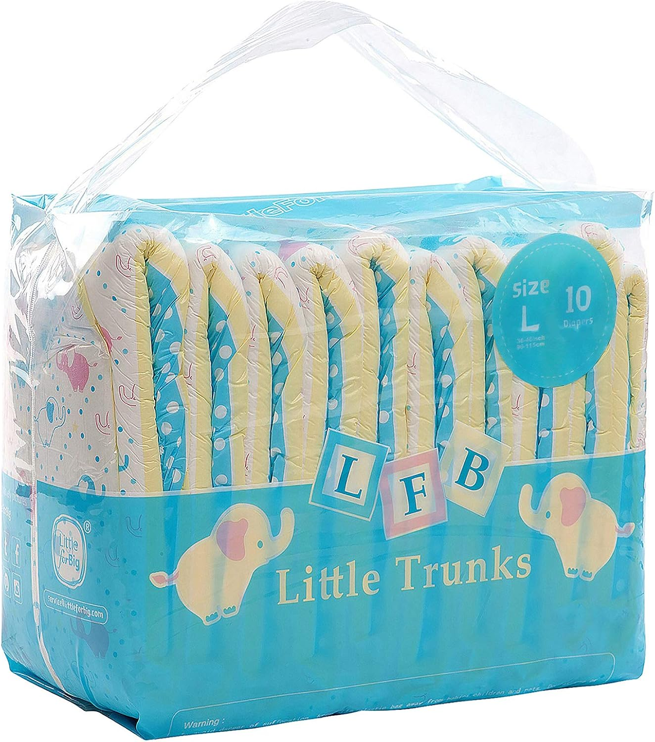 Littleforbig Printed Adult Brief Diapers 10 Pieces - Little Trunks L image number 1
