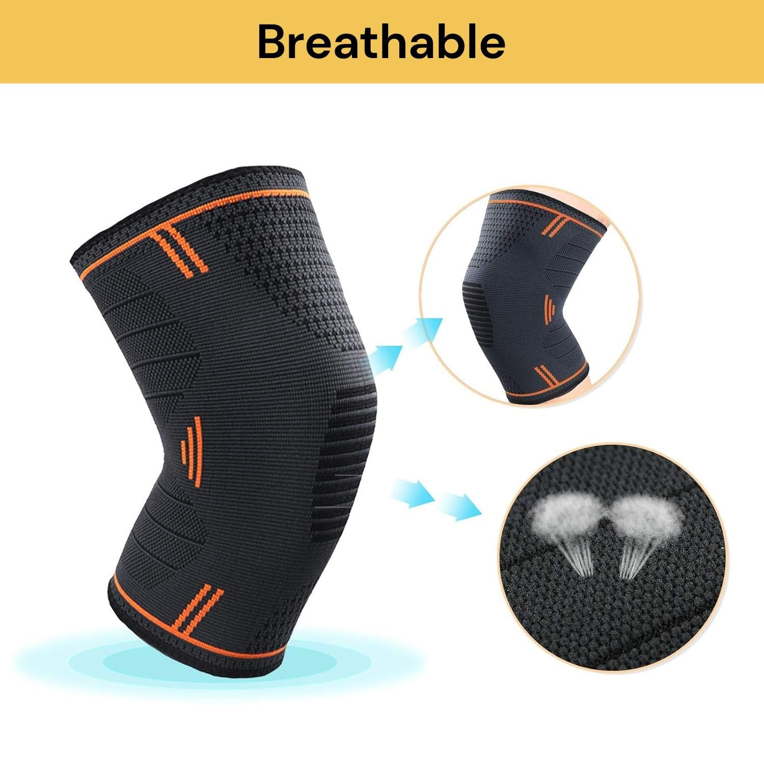 2 Pack Knee Braces for Knee Pain Women & Men - Knee Compression Sleeve, Knee Support for Arthritis Pain, Meniscus Tear, Running, Working Out, ACL, Mcl,Pain Relief Sports, Home Gym (S) image number 5