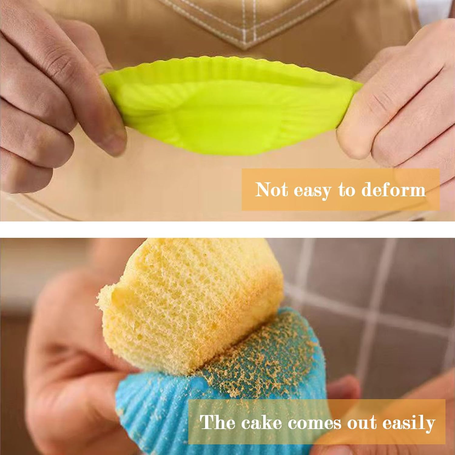 Silicone Cupcake Liners,50 Muffin Liners with 12 Food Picks for Kids and 2 Salad Dressing Container,5 Shapes Lunch Box Bento Dividers for Bento Box Accessories,Baking image number 2