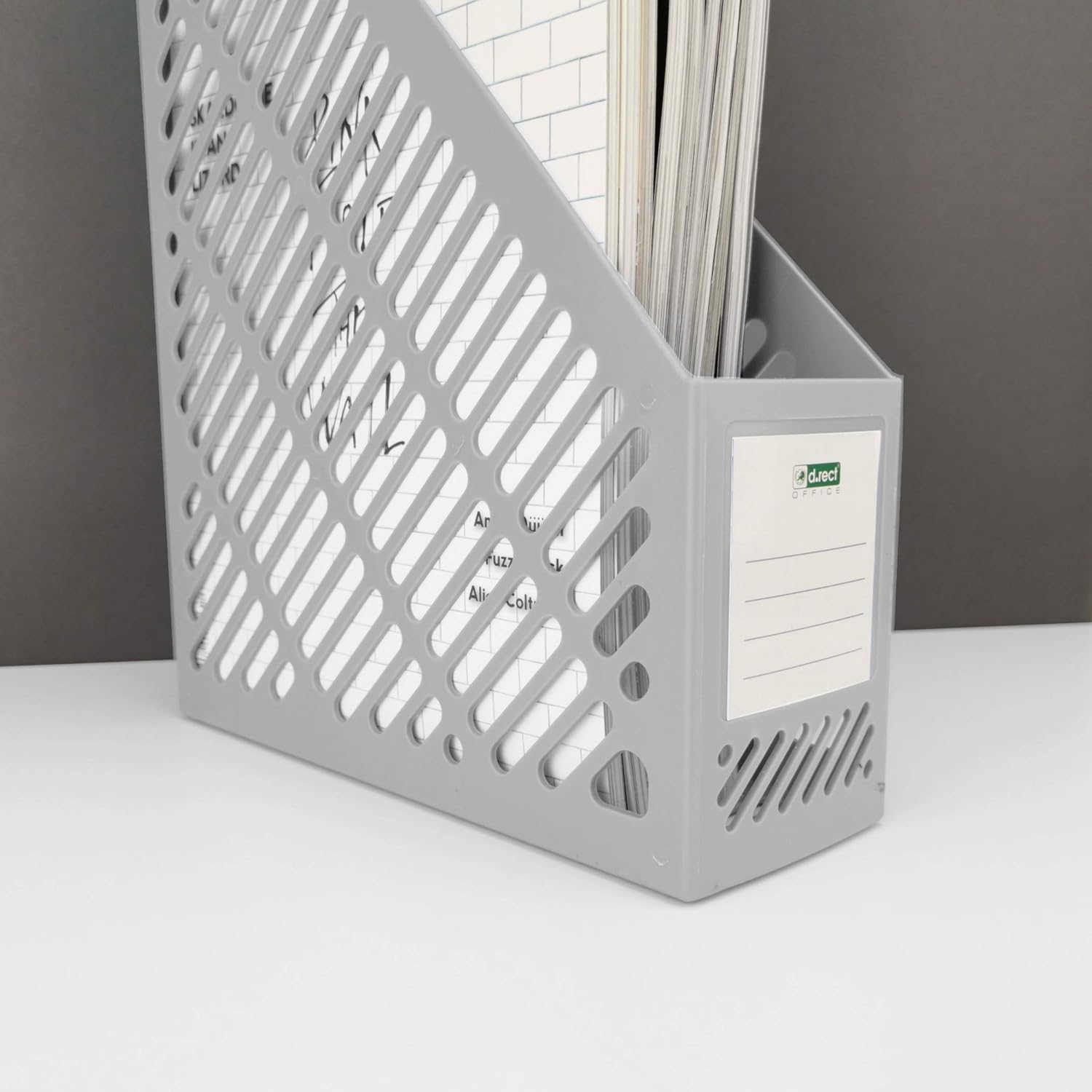 D.RECT Magazine Rack in Classic Design for Organised Storage of Documents, Booklets and Folders up to A4 - C4 Width 90 Mm Grey - Blue image number 7