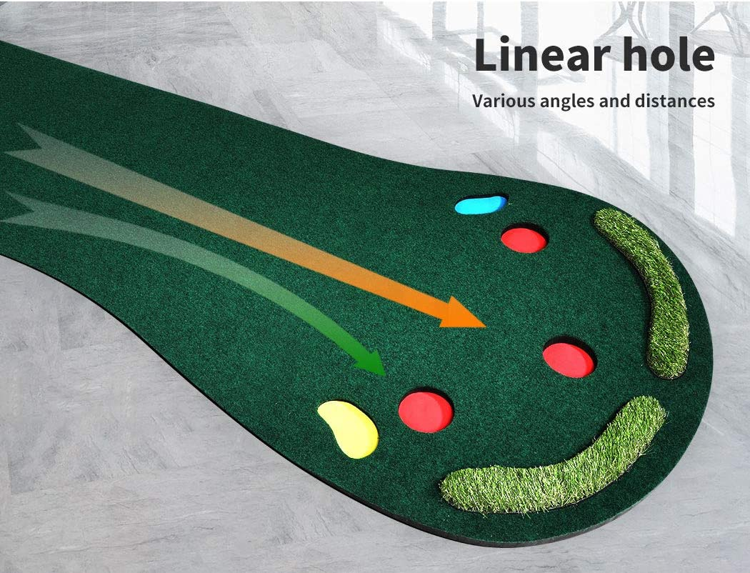 Centra 3M Golf Putting Mat Sets Practice Training Indoor Outdoor Green with 3 Golf Balls 1 Putter, Garden Home Golf Portable Slope Non-Skid Hitting Mats Set for Backyard Driving image number 5