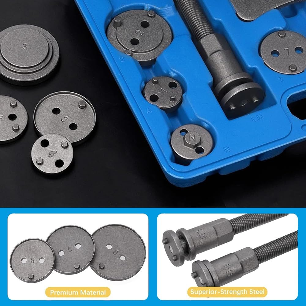 MTSDM 22Pcs Disc Brake Caliper Piston Rewind Tool Kit, Heavy Duty Disc Brake Piston Caliper Compressor Rewind for Brake Pad Replacement Reset Brake Cylinder Return Brake Pad Removal Fits Most Autos image number 6