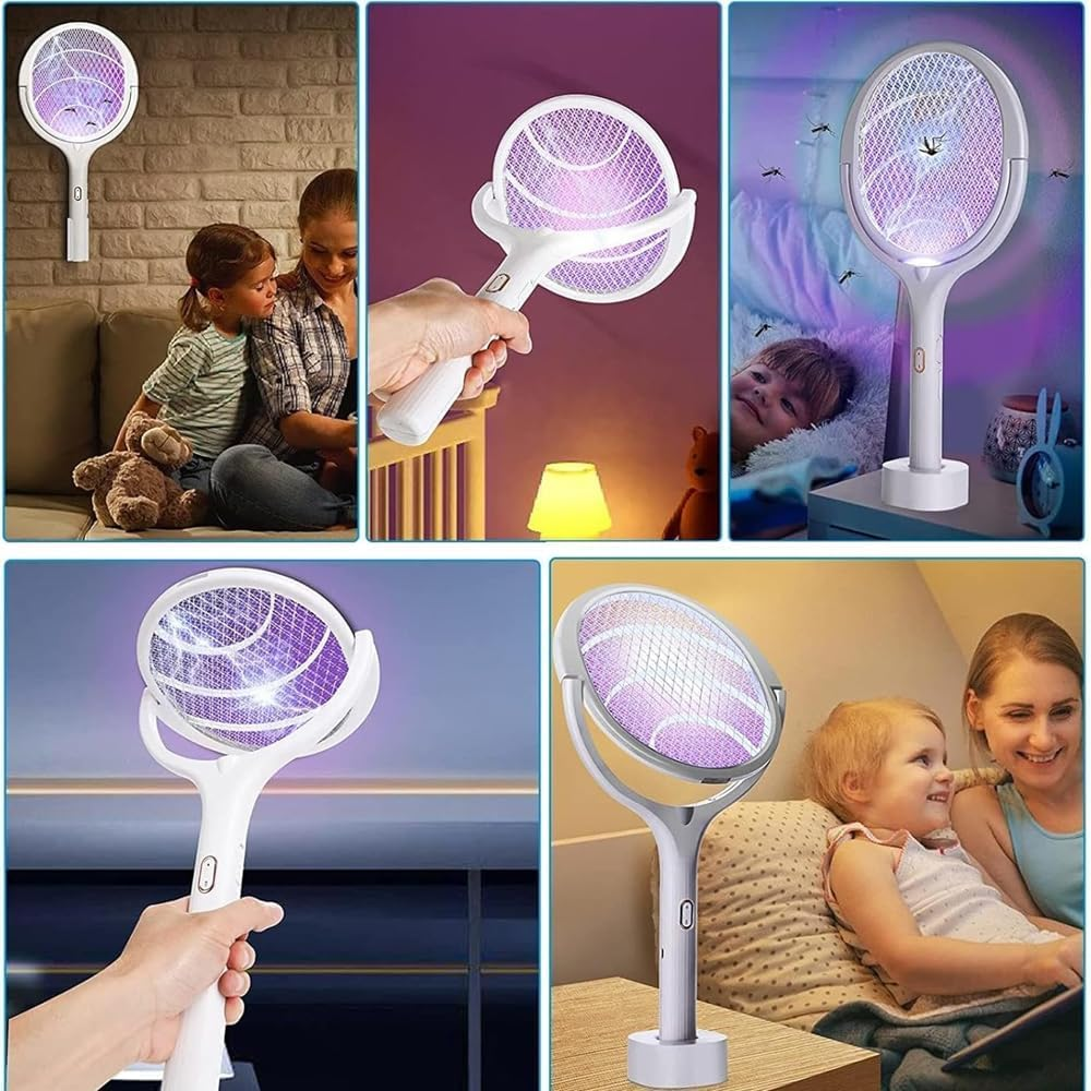 Jiaozoum Electric Fly Swatter, Electric Fly Zapper with Rotating Head, Fly Killer, Bug Zapper, Insect Zapper, Fly Catcher, Spider Catcher with Telescopic Extension Wand for Home image number 2