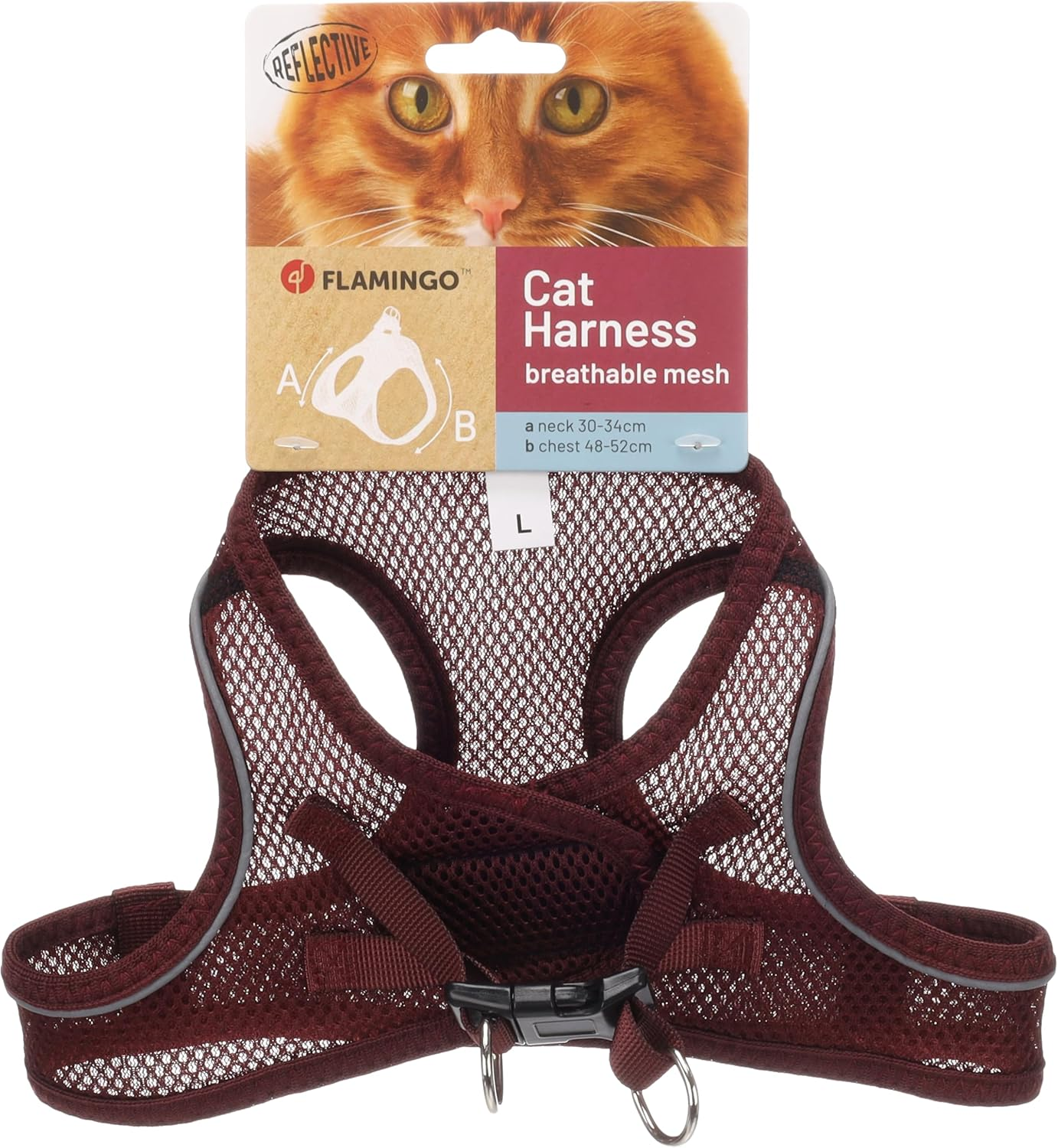 Cat Harness Step&Go Berta Aubergine L 30-34 Cm 48-52 Cm image number 1