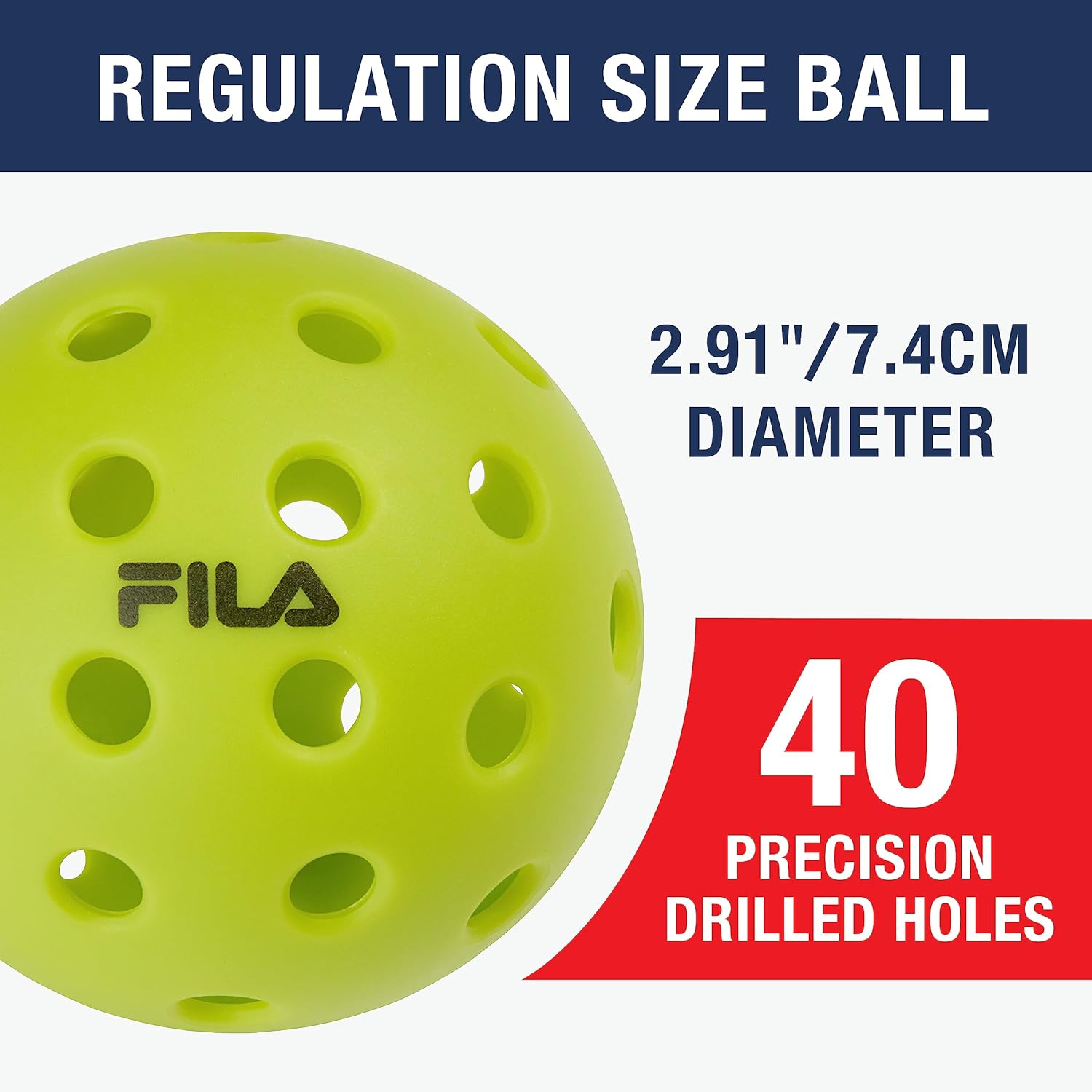 FILA Accessories Pickleball Balls - Official Pickle Balls Regulation Size, (Indoor or Outdoor) image number 1