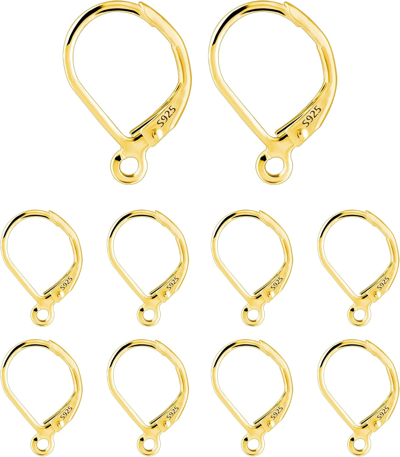 925 Sterling Silver Leverback French Earring Hooks Hypoallergenic Earring Hooks Earring Backs with Jump Rings Set Dangle Earring Hooks Sterling Silver Findings Earring Supplies for Jewelry Making