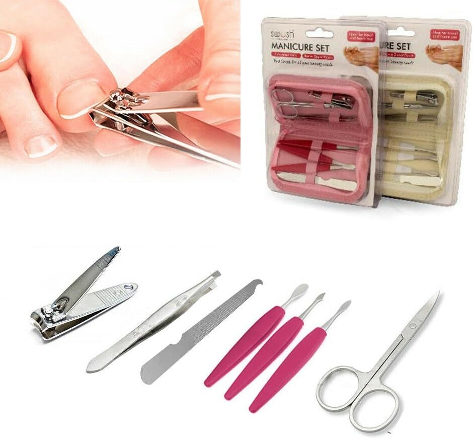 Leona Co 7PCS Manicure Sets Pedicure Kits Stainless Steel Nail Clipper Personal Care Tools with Case (White)