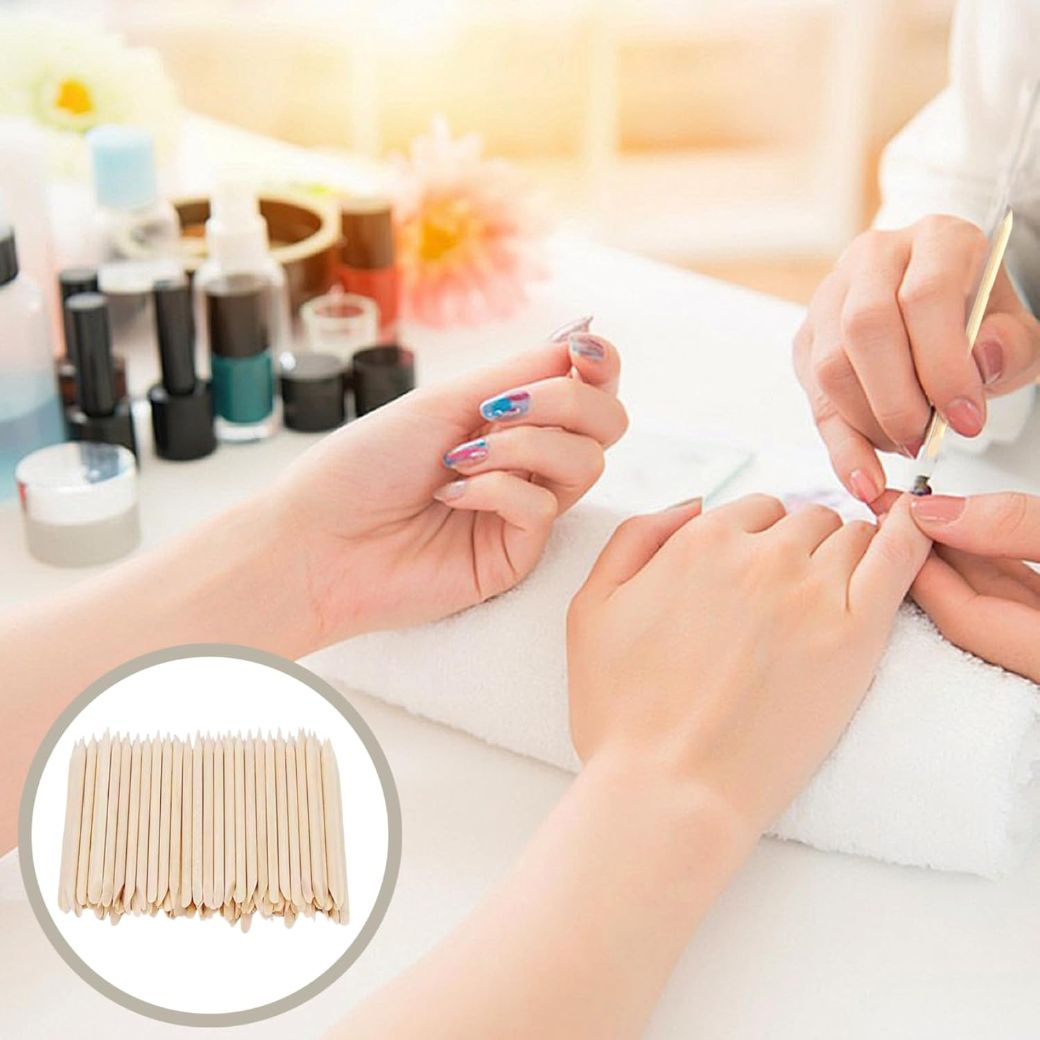 100 Roots Orange Sticks for Nails 3 Inch Smooth and Thornless Wood Nail Sticks Double Sided Multi Functional Cuticle Pusher Tool for Manicure Pedicure Cuticle Pusher image number 4