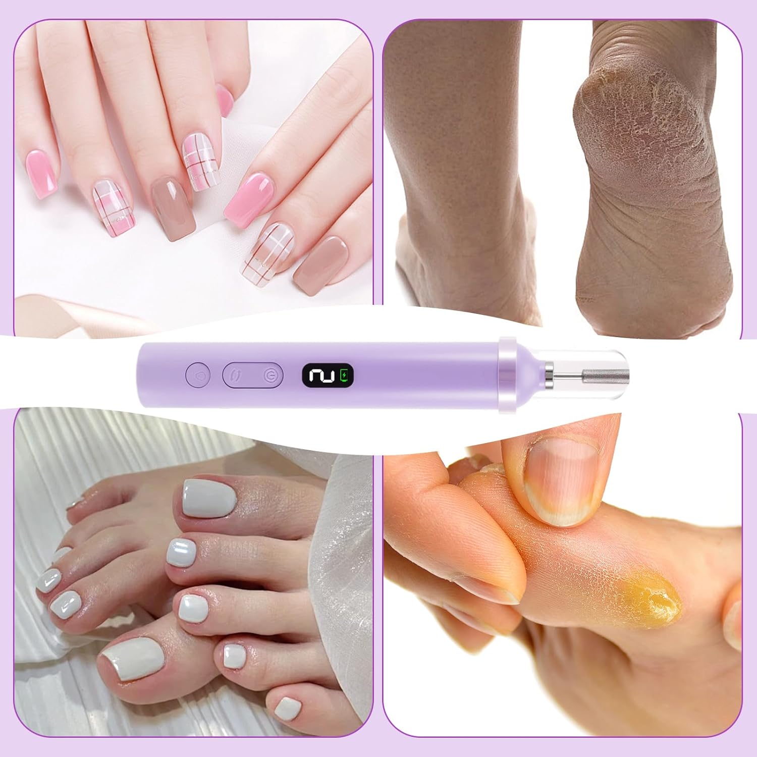 Electric Nail Drill Set for Manicure, Pedicure, Nail File Kit with 8 Bits, Professional Nail Care Tool for Acrylic Gel Nails, Home Salon image number 1