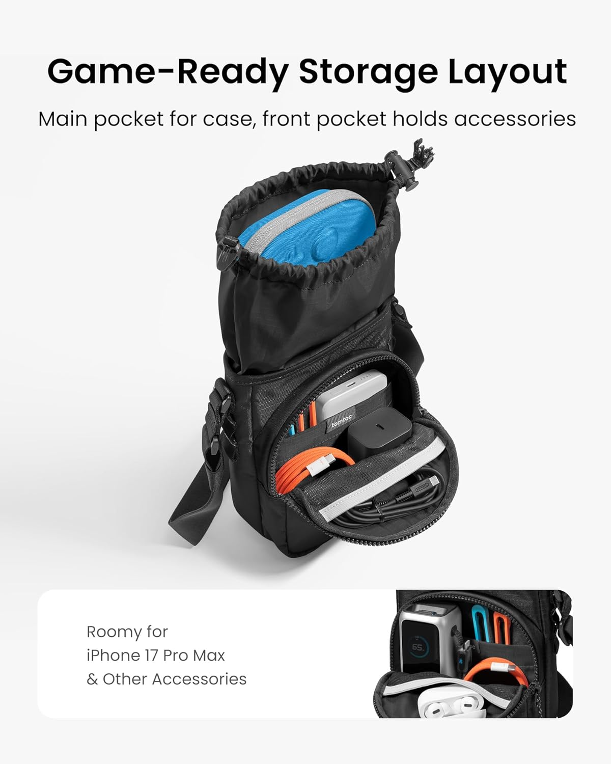 Tomtoc Sling Crossbody Bag for Nintendo Switch 2, Protective Portable Travel Chest Carrying Gaming Pouch, Perfect Fit G05S3 Carry Case image number 5