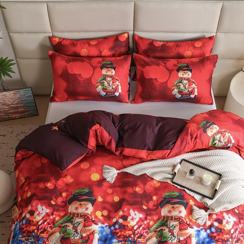Father Christmas Royal Santa Claus Merry Santa Xmas Duvet Quilt Cover & Pillowcase Bedding Set Multi-Colour Snowman Presents Set Ultra Soft Easy Care, Modern Design (Christmas Bears, Single) image number 4