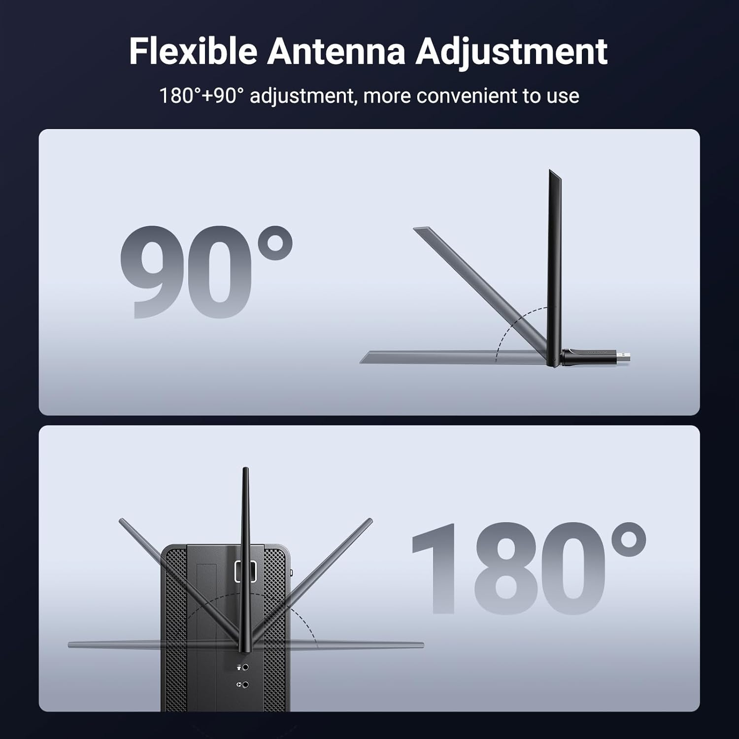 UGREEN AX900 Wifi Adapter Dual Band USB Computer Network Adapters with 6Dbi High Gain Antenna Wireless Dongle for PC Desktop Laptop Built-In Driver Supports Windows 10/11 image number 5