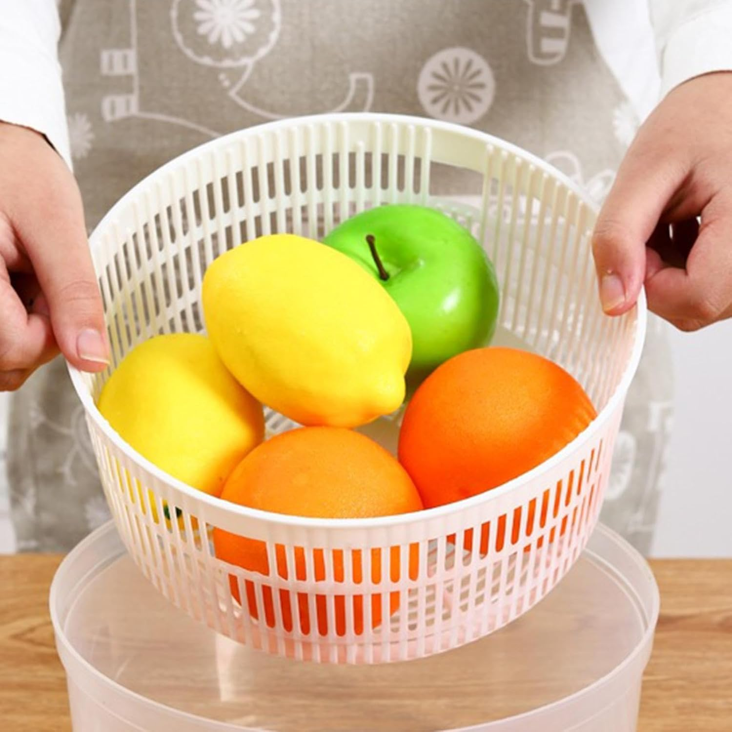 Vegetable Spinner | Manual Odorless Harmless Salad Spinner with Drain,Dehydrator Detachable Lettuce Dryer for Canteens Dining Rooms Kitchens Hotels Puchen image number 2