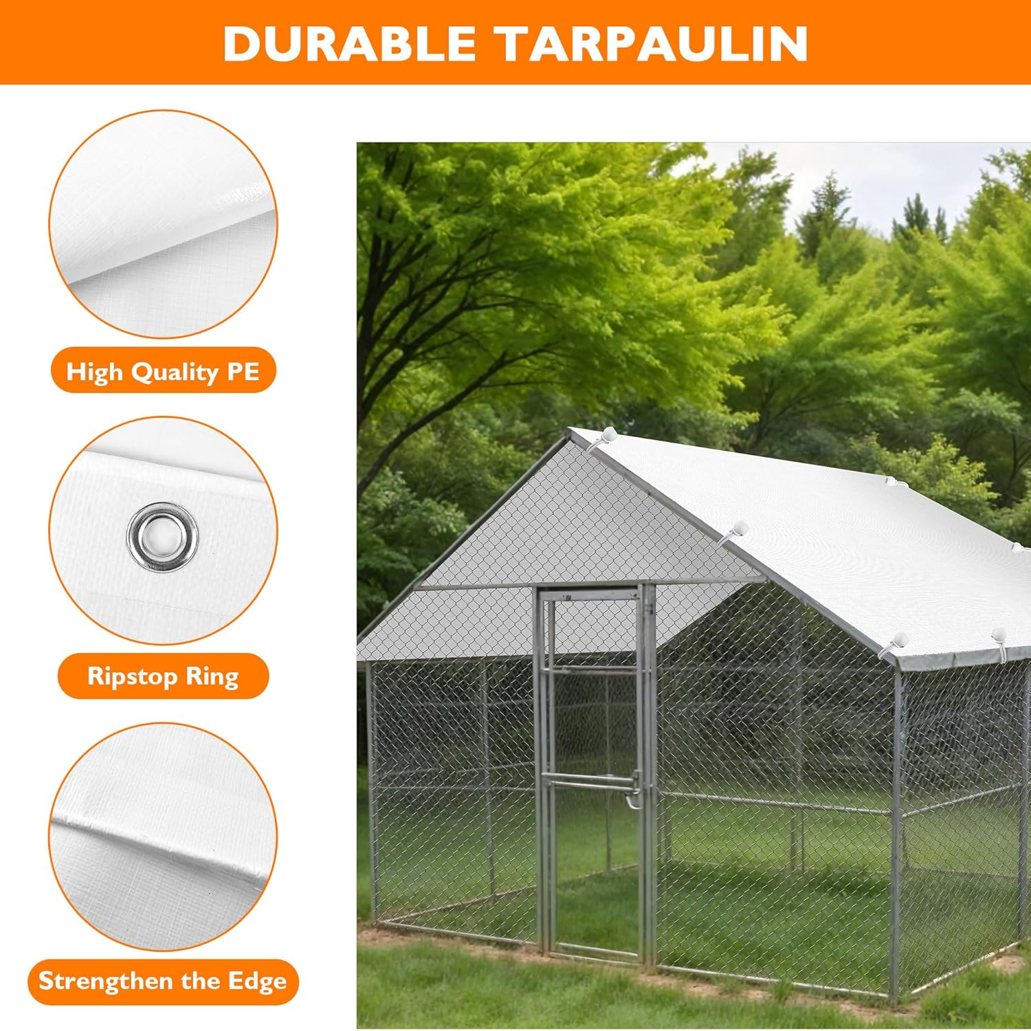 Chicken Coop Cover,11.48 * 6.23 FT Cover for Chicken Run Large Metal Chicken Coop Pen image number 1