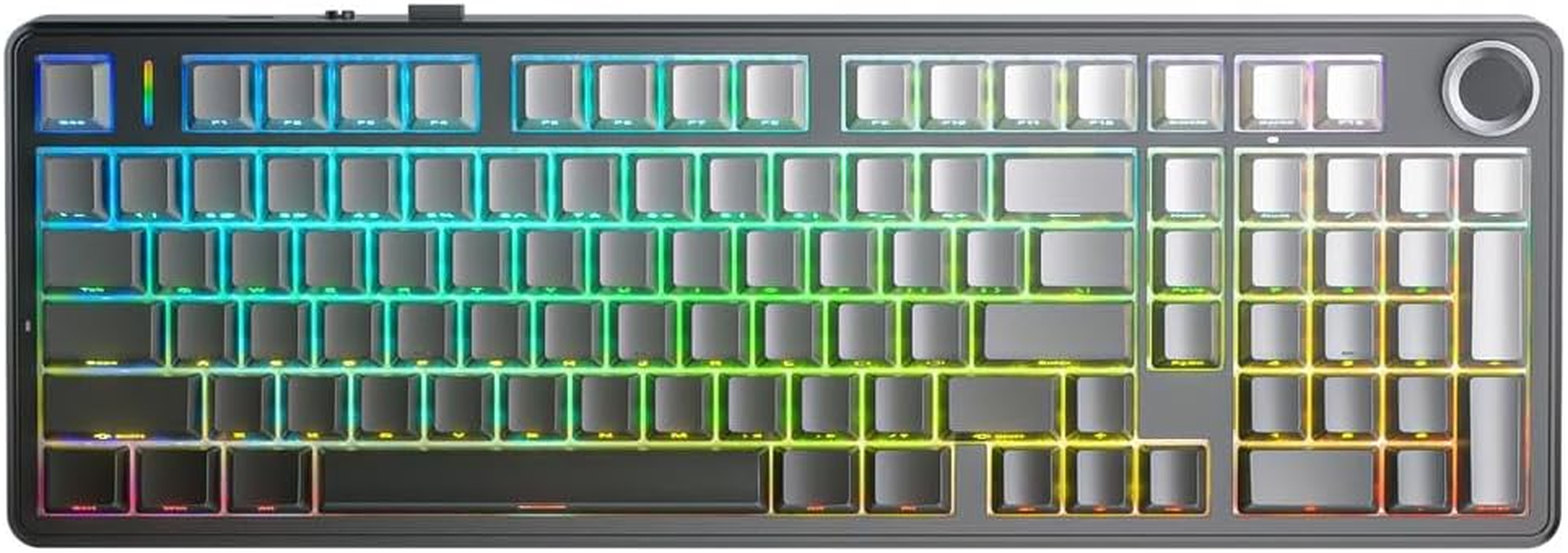 AULA F99 Pro 96 Keyboard, Tri-Mode Wireless Mechanical Keyboard with Hot-Swappable PCB, Gasket Mount, Aluminium Knob &ndash; Compact Full-Size for Gaming and Work (Gradient Gray (Nimbus V3 Switch))