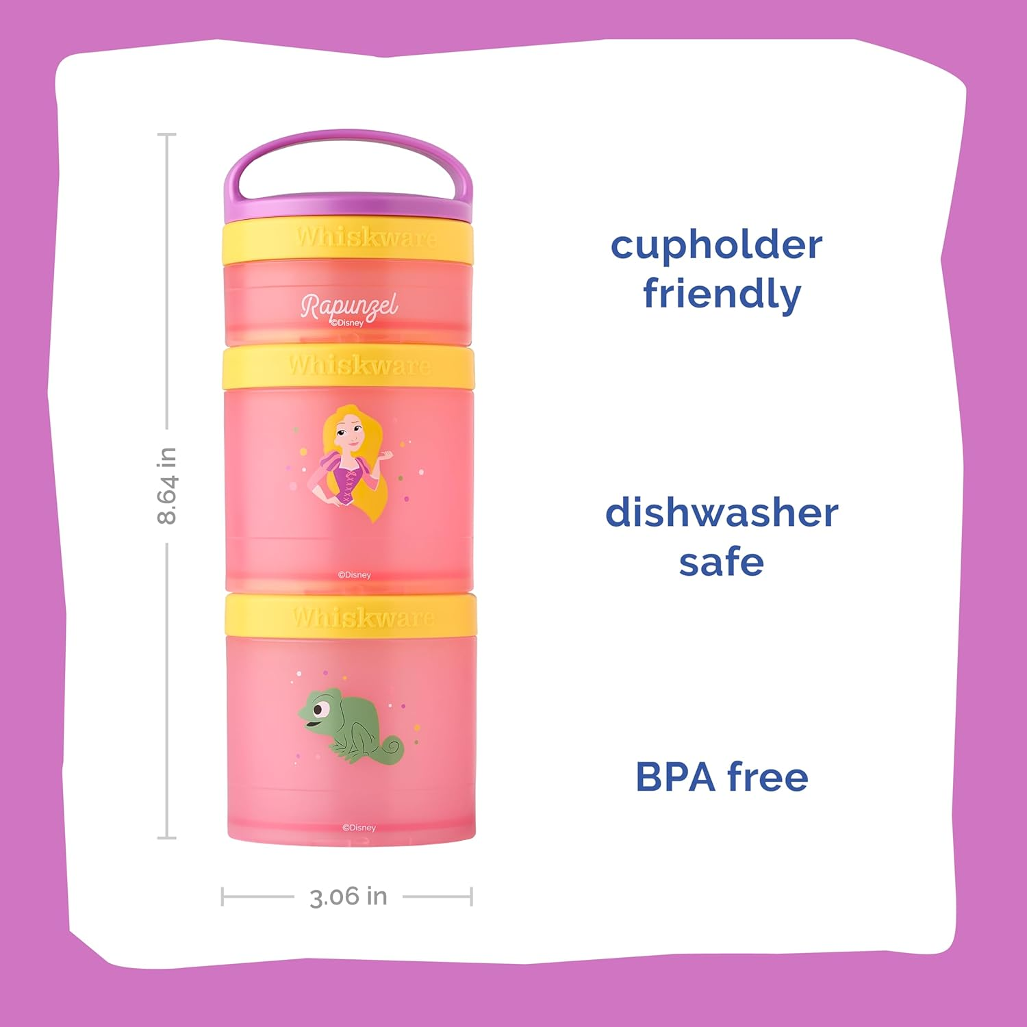 Whiskware Container Stackable Snack, 2 1/3 Cup, Rapunzel and Pascal image number 5