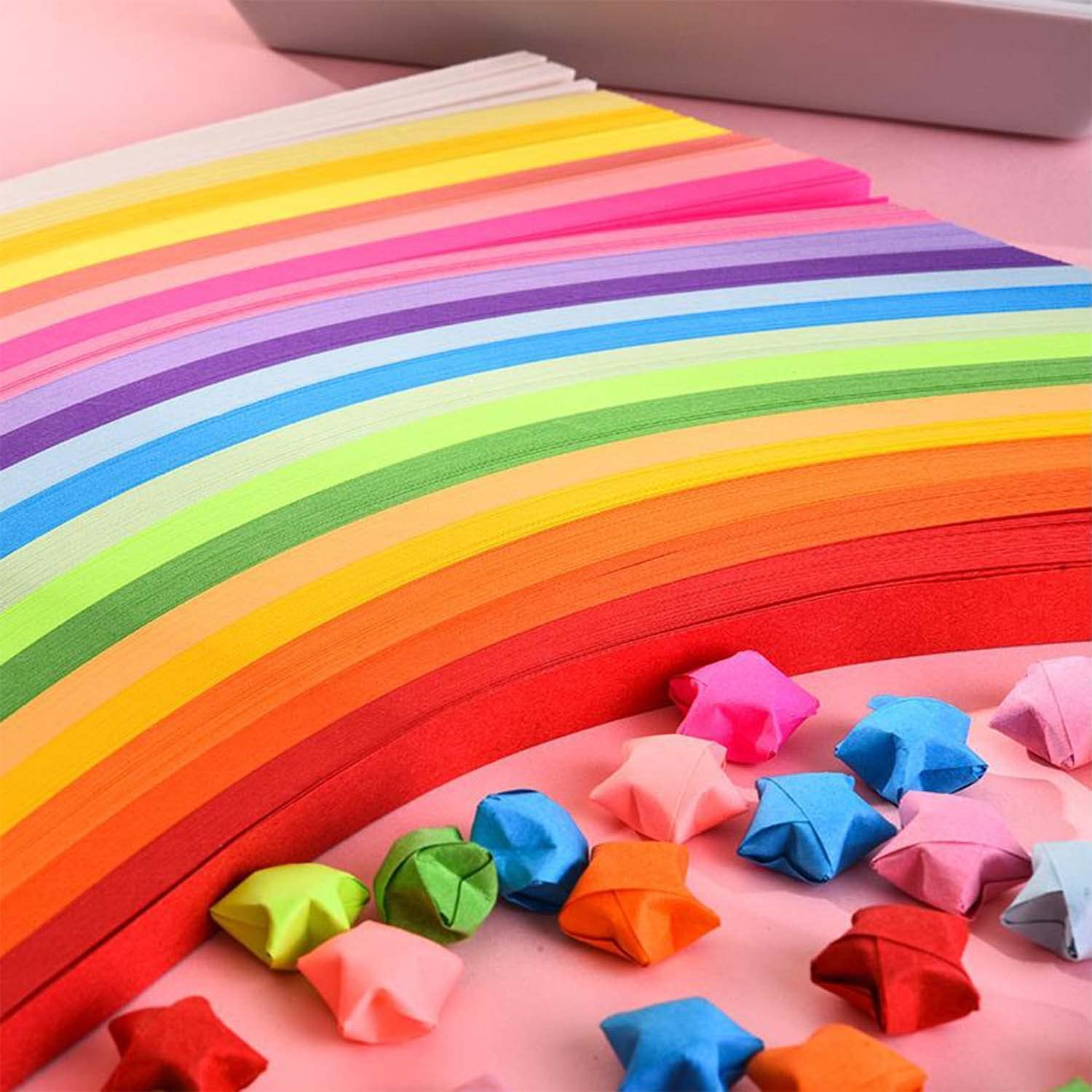 1000 Sheets Star Origami Paper ,20 Assortment Color Star Strip ,Double Sided Origami Stars Paper ,Solid Color Decoration Strips, DIY Hand Art Crafts image number 4