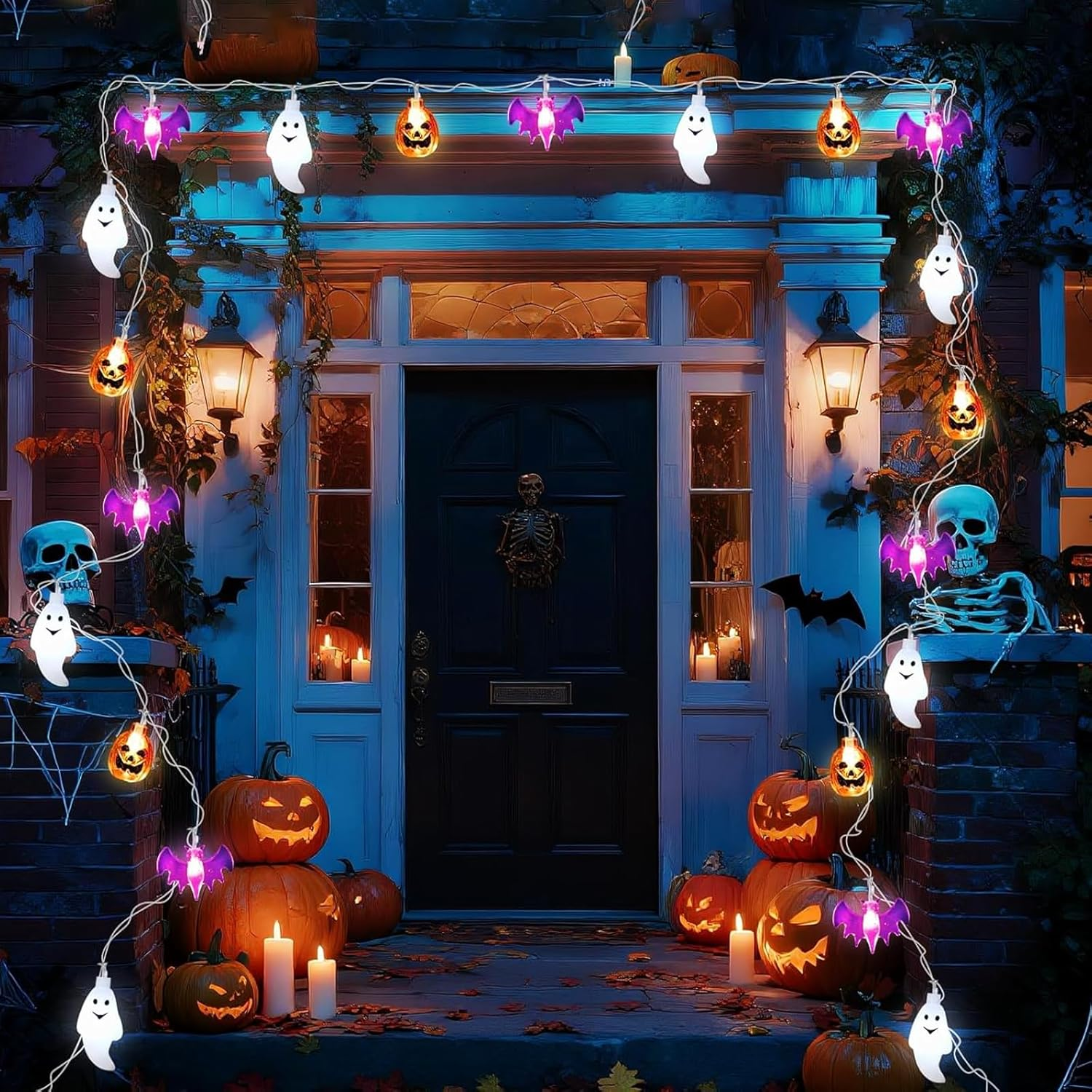 Goldrock 3M 20 LED Halloween String Lights 2 Modes Halloween Decorations Indoor Outdoor Ghost Pumpkin Bat Decoration Helloween image number 3