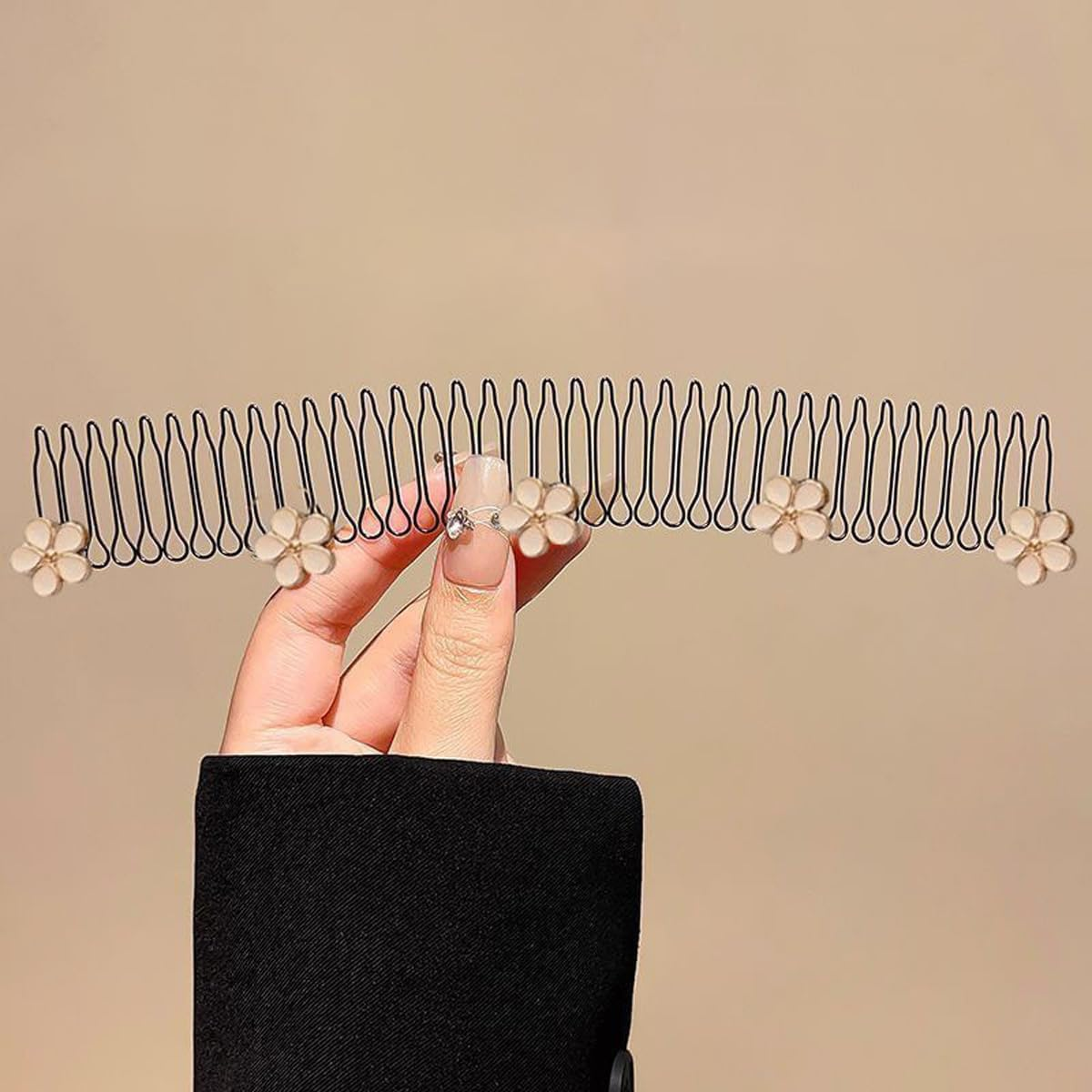 Hoite U Shaped Hair Styling Comb Tool Retractable Invisible Clips for Women Girls Vintage Asian Style Engraved Metal Brown Fit All Hair Types image number 2