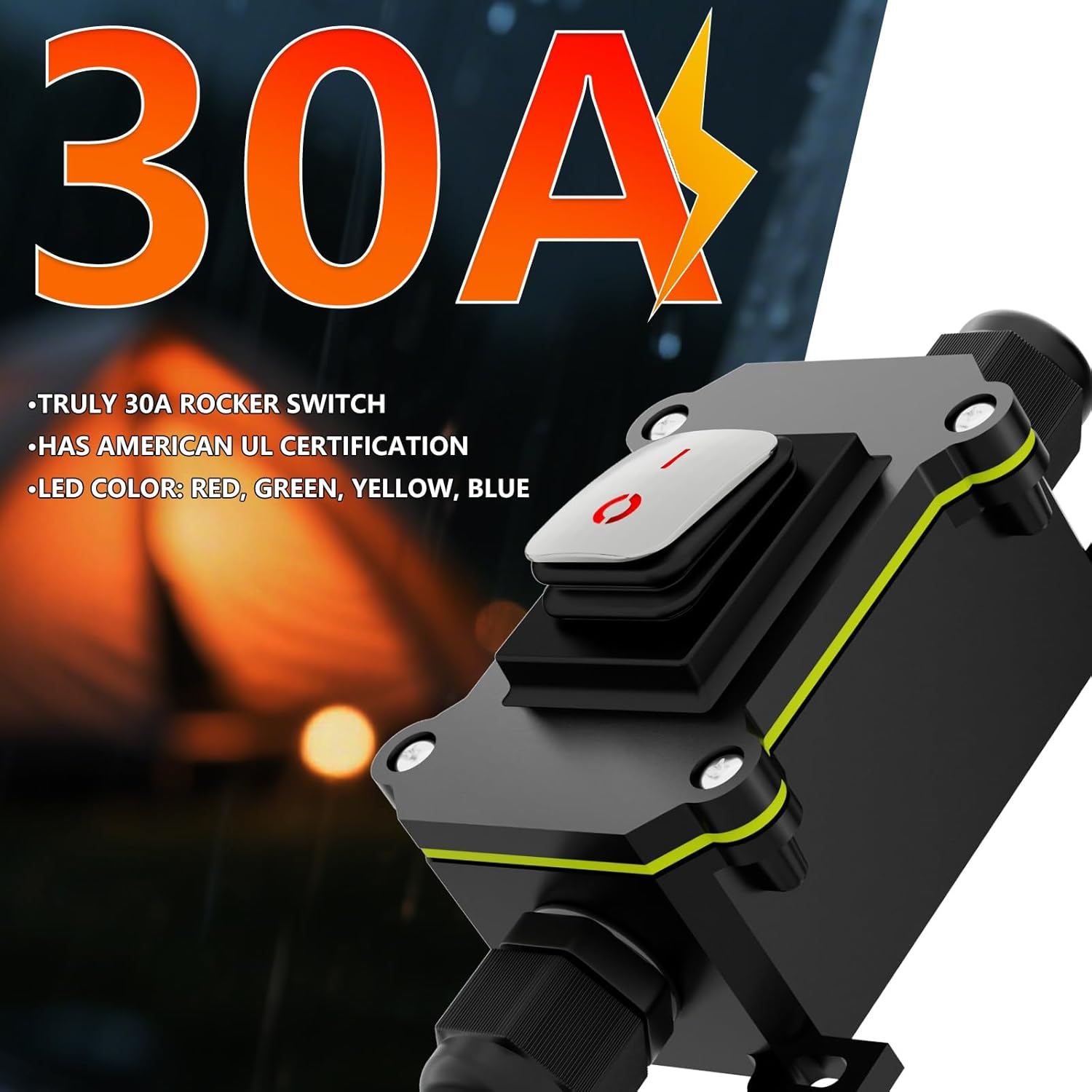 Rocker Switch 1PCS 12V 24V with Waterproof Box 4 Way DPST on off Push Button Switch Green LED Boat Marine Toggle Switches Junction Box(Red Stainless Steel) image number 3