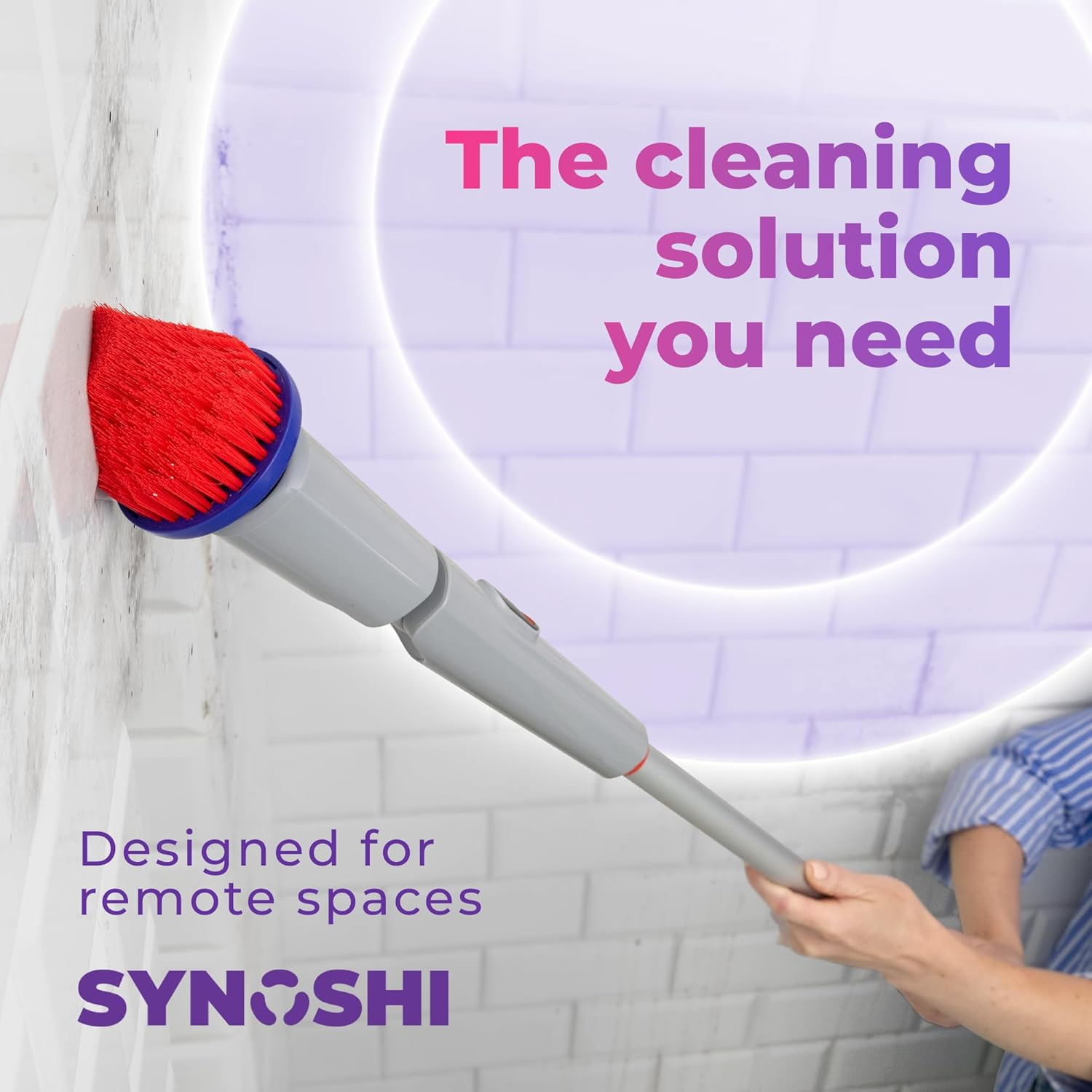 Synoshi Pro Extension Handle for Electric Cleaning Brush - Telescopic Aluminium Handle, Adjustable, Ideal for High Ceilings, Walls & Hard to Reach Areas - Robust Design image number 2