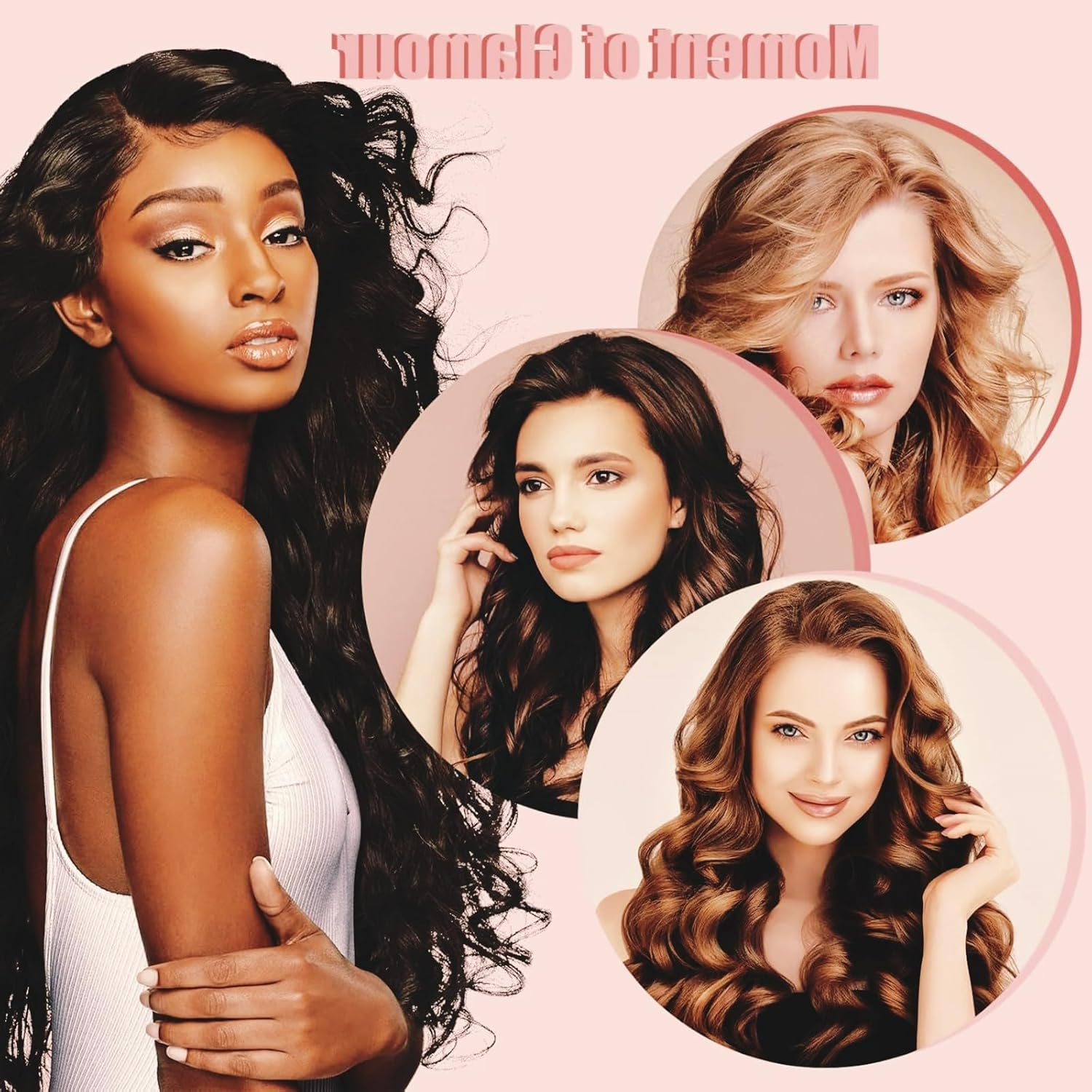 Heat Free Curls - 3 Piece Set Overnight Blowout with Satin Curlers for Long Hair | Pink image number 2