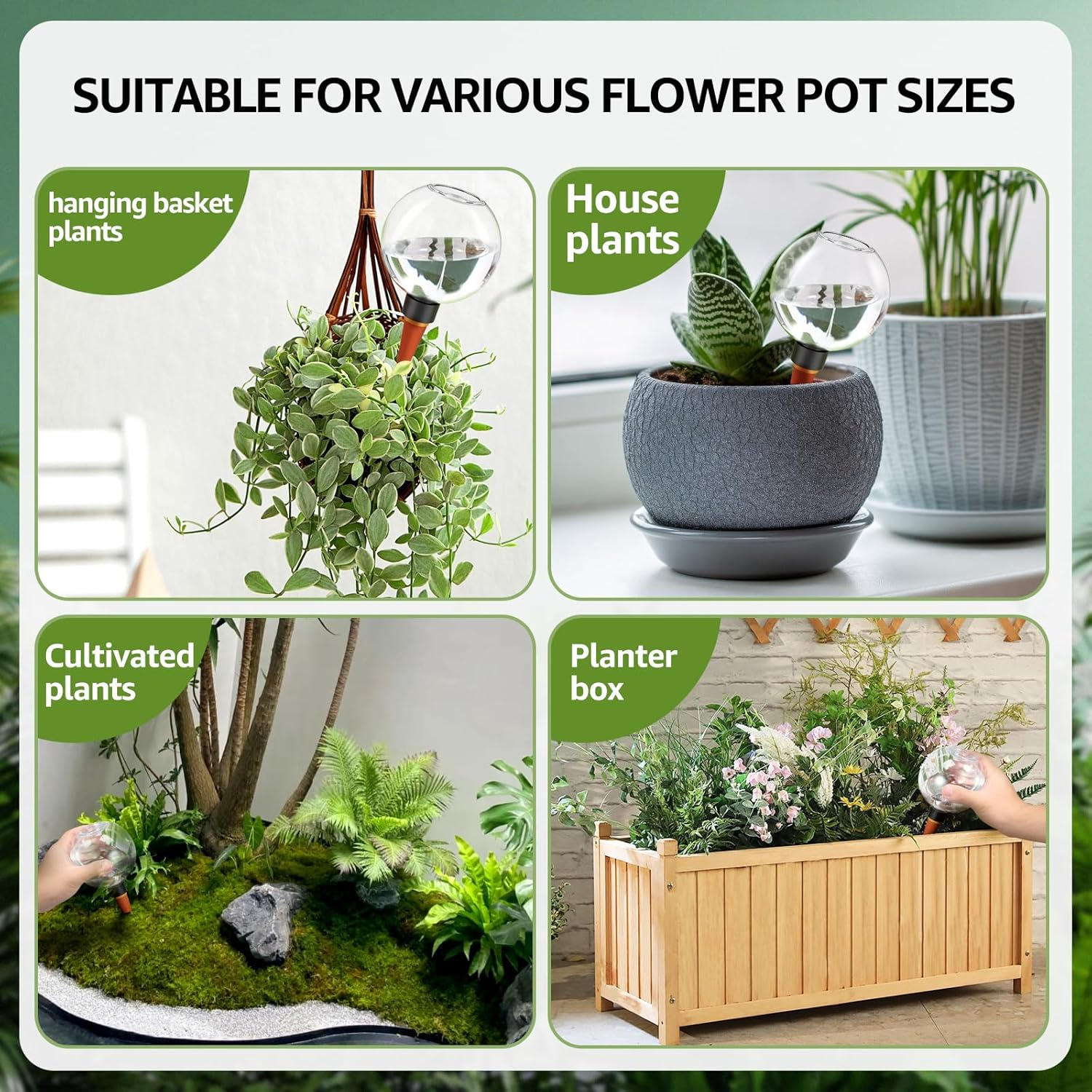 2Pcs Plants Watering Devices,Auto Plants Waterer,Self Watering Spikes,Automatic Watering Globes,500Ml Self Watering Planter Insert,Effortless Self Watering Bulbs for Plants image number 3