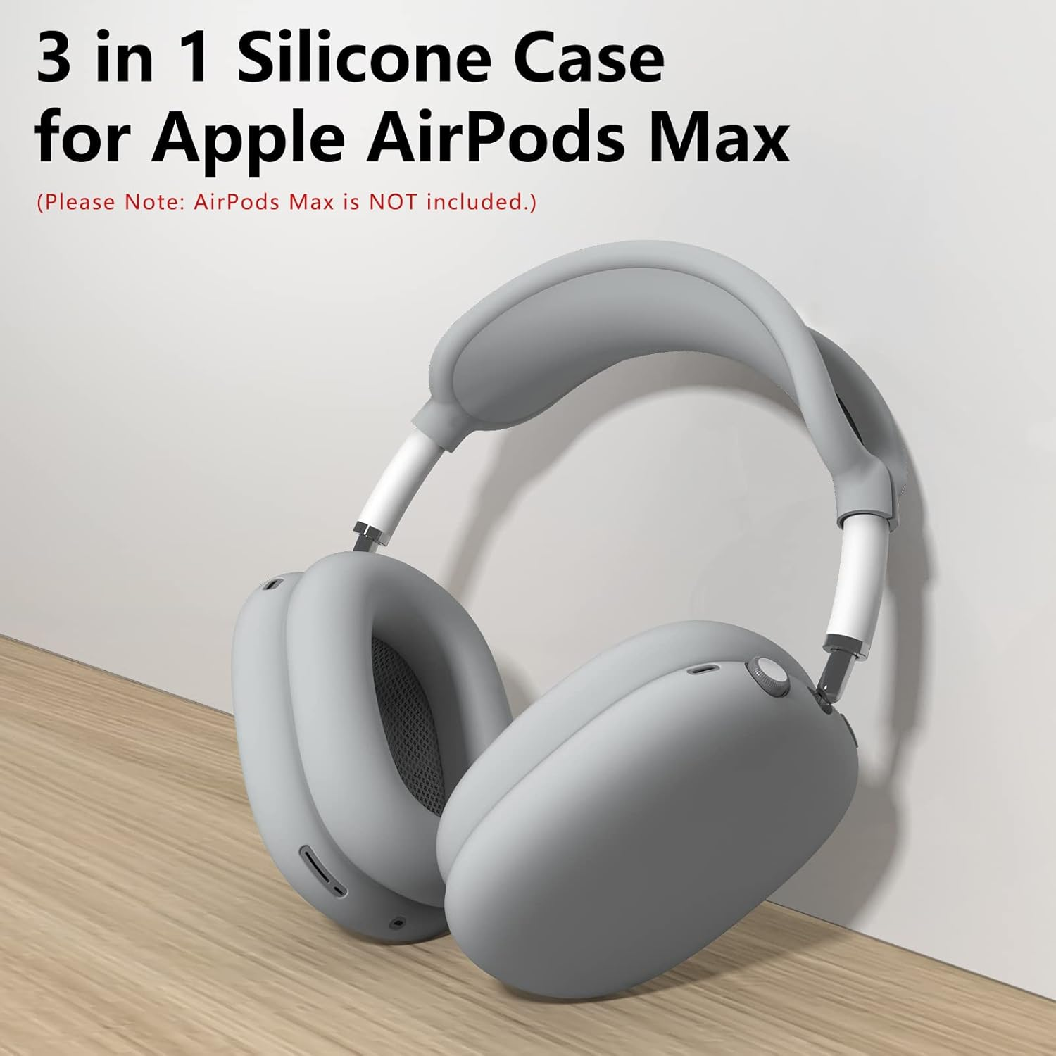 Silicone Case Cover for Airpods Max Headphones, Anti-Scratch Ear Pad Case Cover/Ear Cups Cover/Headband Cover for Airpods Max, Accessories Soft Silicone Skin Protector for Apple Airpods Max (Gray) - Gray-M image number 5