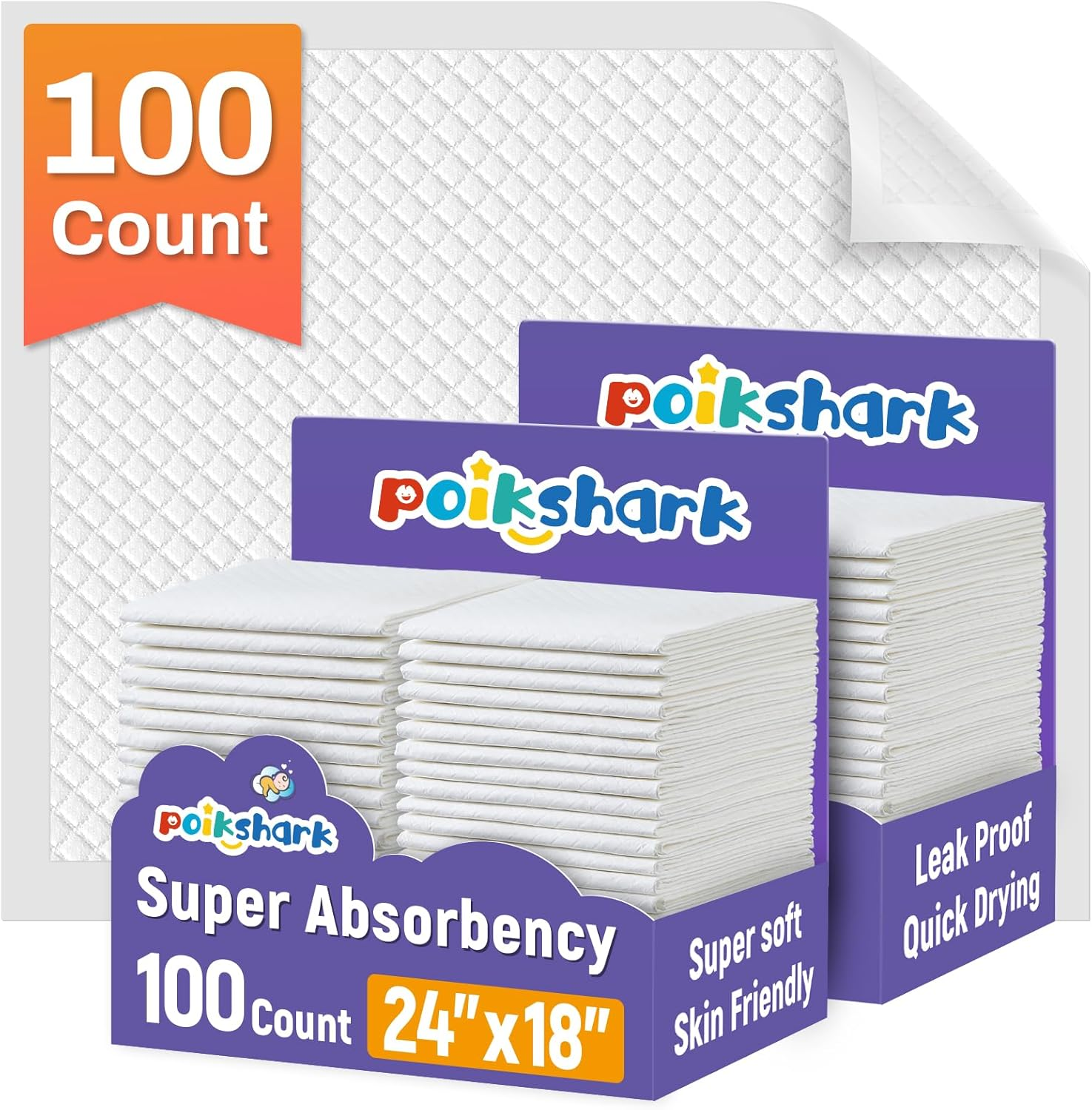 100 Pack Disposable Changing Pads for Baby [24" X 18"] Super Absorbency Disposable Underpads Large Toddler Pads Absorbent Fluff Protective Bed Pads Disposable Diaper Changing Pads, Leakproof image number 6