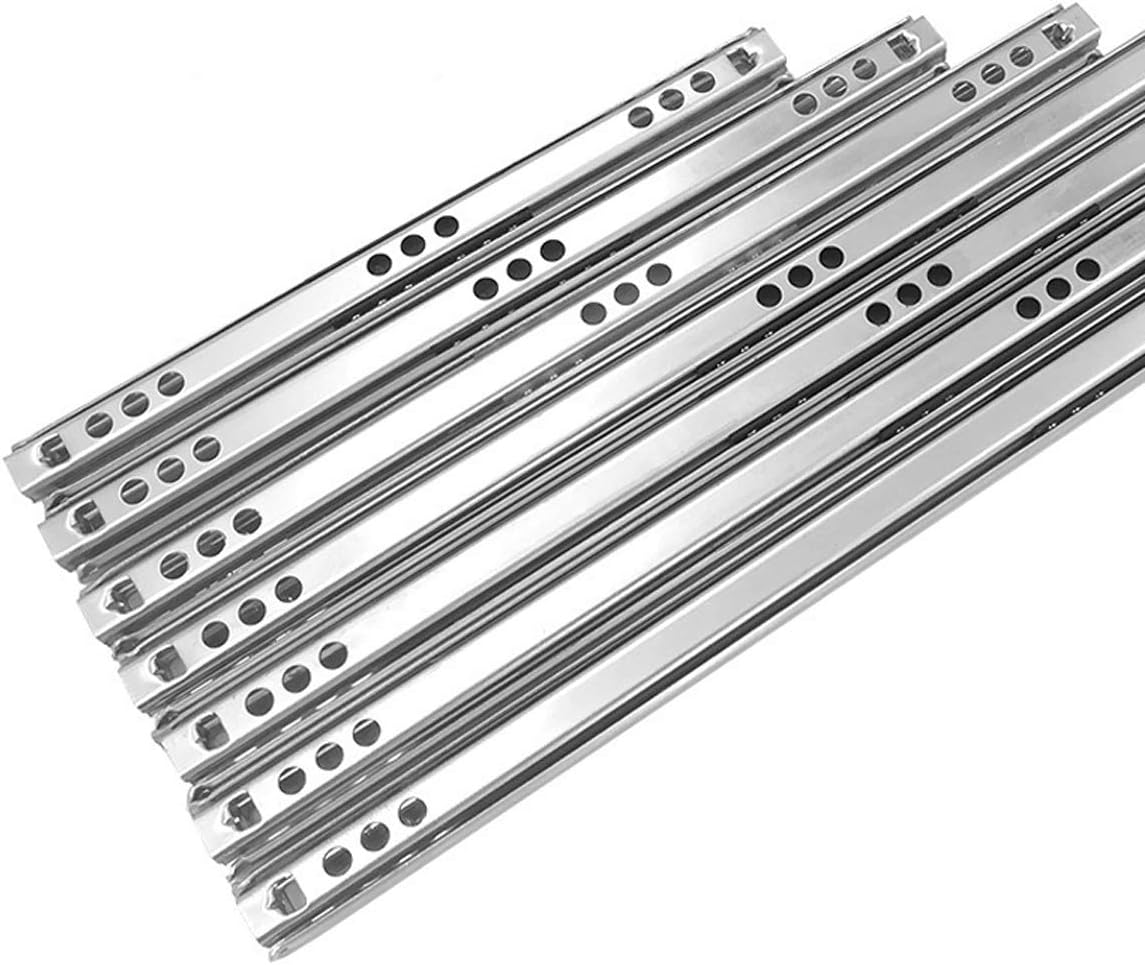 2Pcs Drawer Slides, 6 Sizes Ball Bearing Steel Drawer Runner for Files, Desk Pedestals and General Storage Drawers image number 5