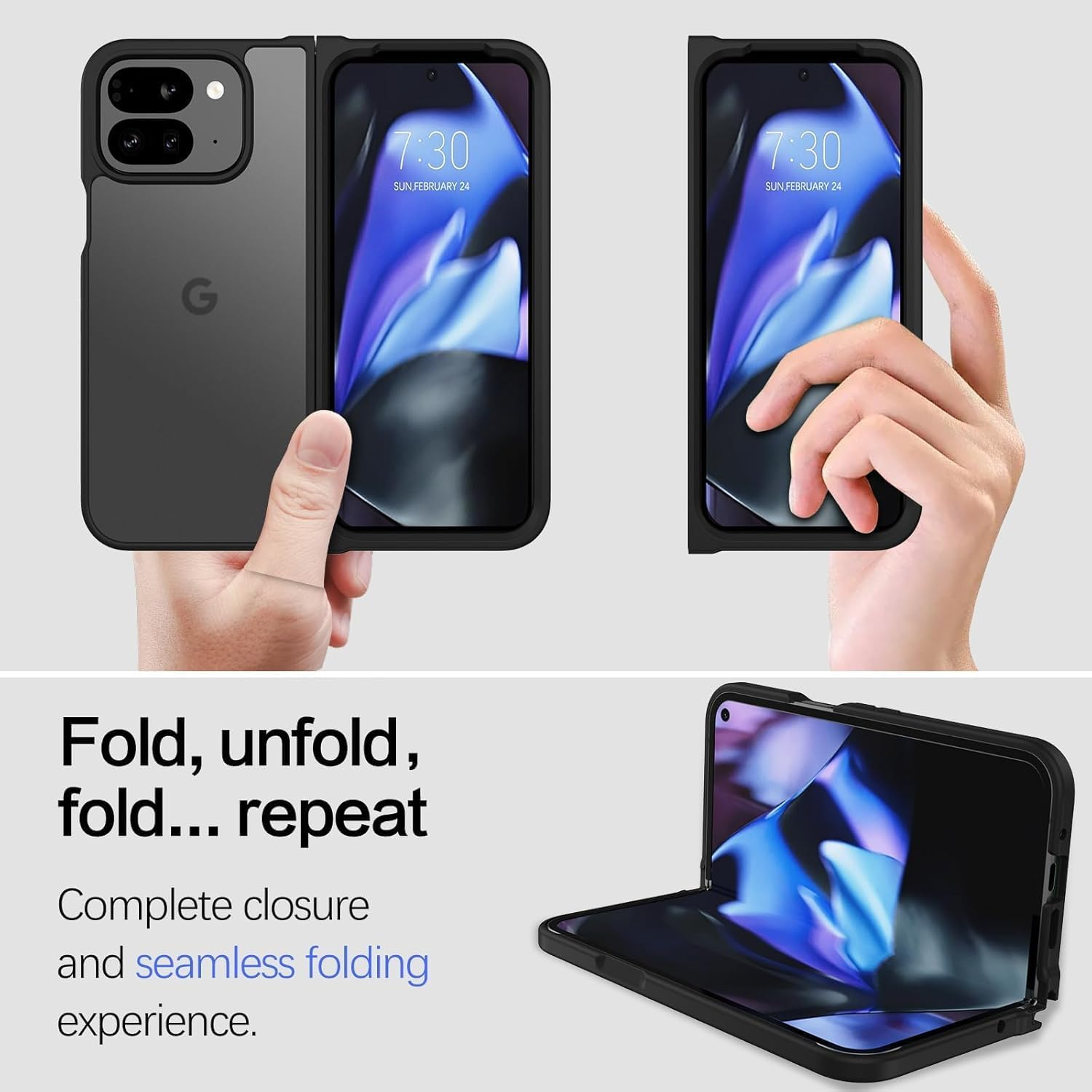 RUNGOS for Google Pixel 9 Pro Fold Case [12Ft Military Grade Drop Tested] [Ultimate Silky Touch] Translucent Matte Cover for Pixel 9 Pro Fold Case, Anti-Fingerprints Slim Shockproof Cover 2024, Black