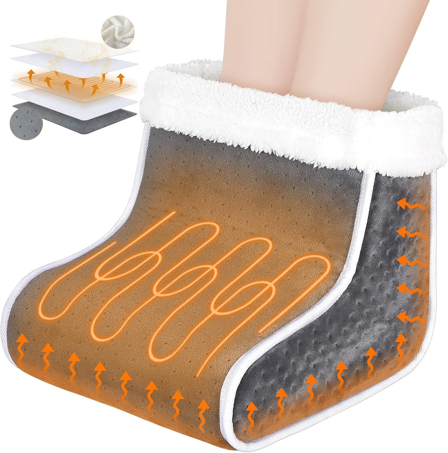 Electric Heated Foot Warmer for Men & Women, Feet Warmer with 6 Temperature Setting 4 Timer Setting, Auto Shut off Washable Inner Lining, Fast Heat Use for Winter Gifts image number 4