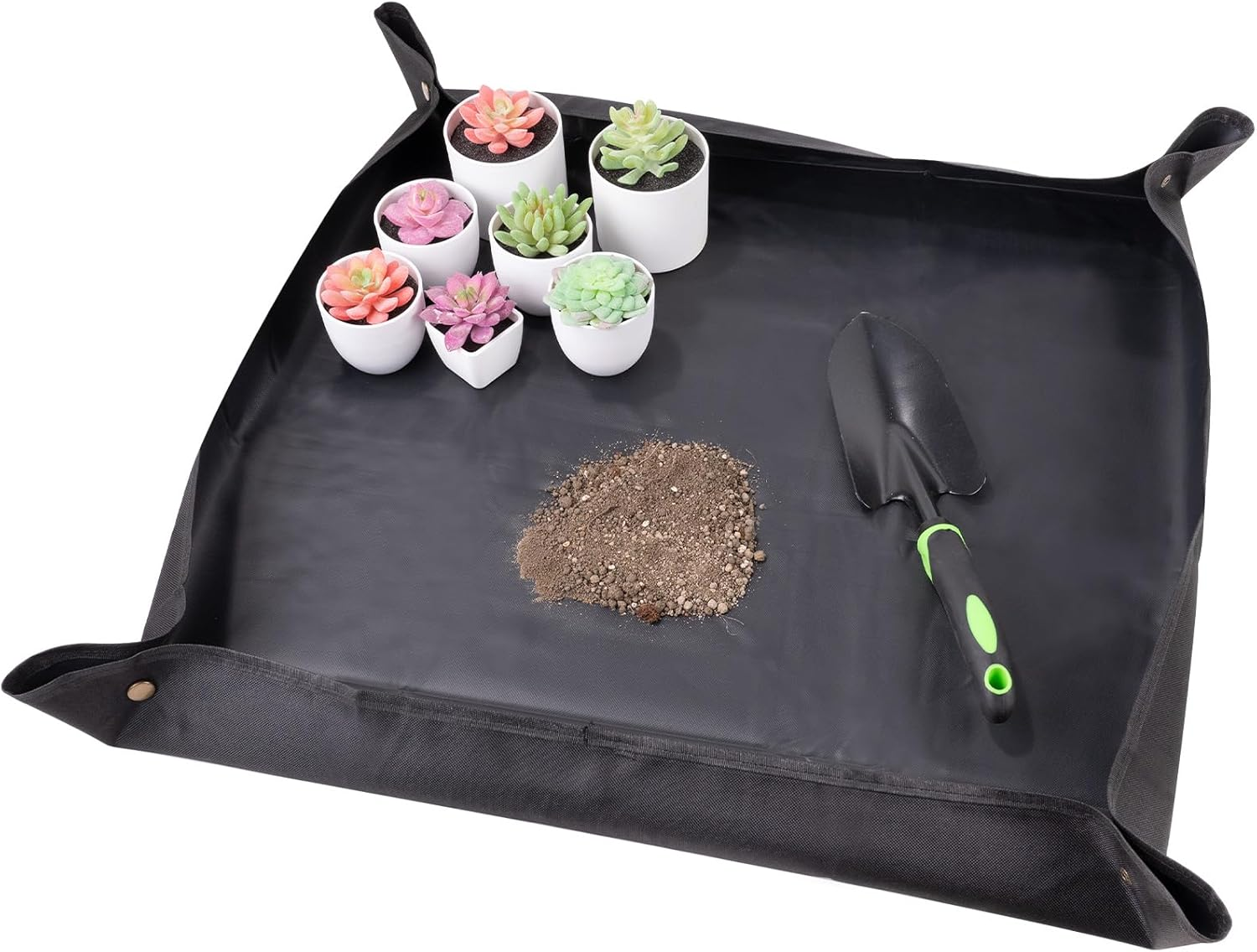 Repotting Mat for Indoor Plant Transplanting and Mess Control, 29.5"X 29.5" Blue Oxford Fabric Waterproof Succulent Potting Mat, Foldable Gardening Tray for Planting, Gardening Gifts for Plant Lovers