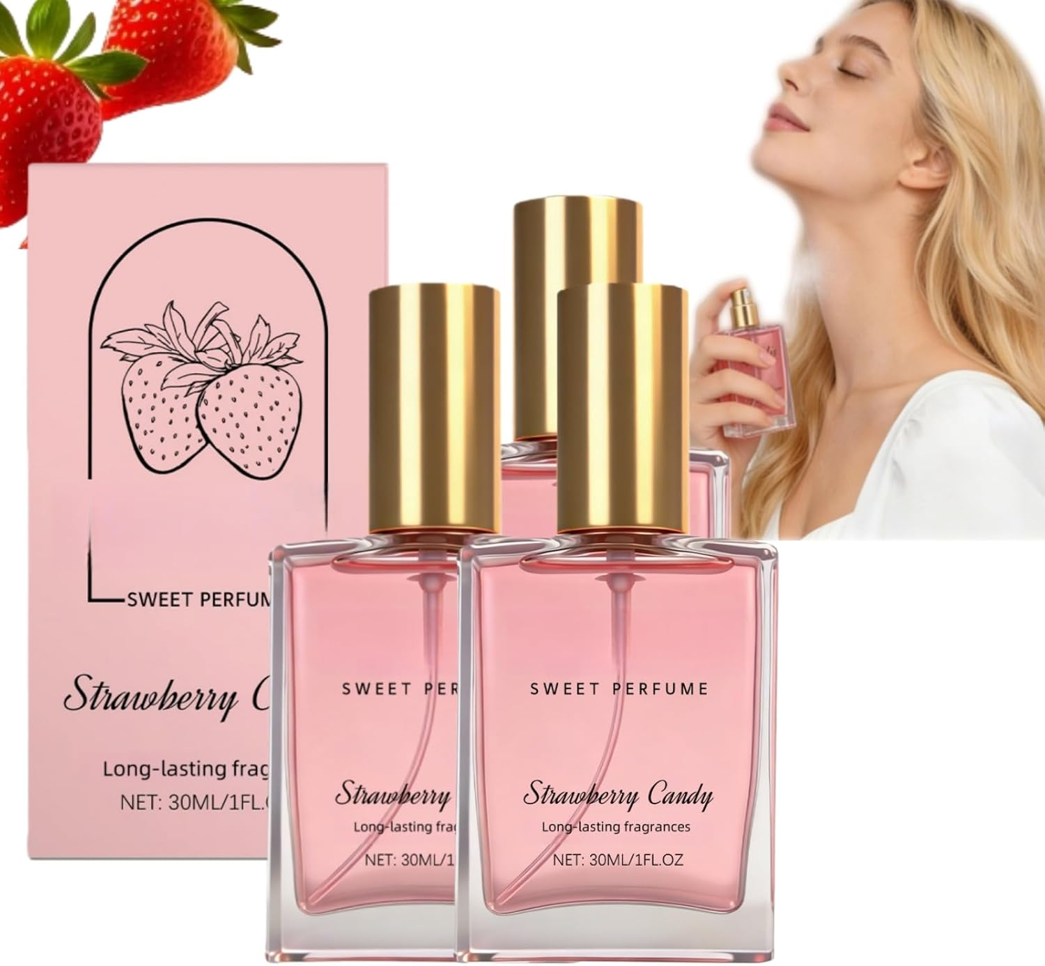 Freshing Strawberry Body Milk Mists Spray, Long-Lasting Sweet Fragrances Body Mists, Women'S Bodys Sprays Fragrances, Hair Perfume for Women, Long-Lasting Fragrance for Bodys & Hair (5)