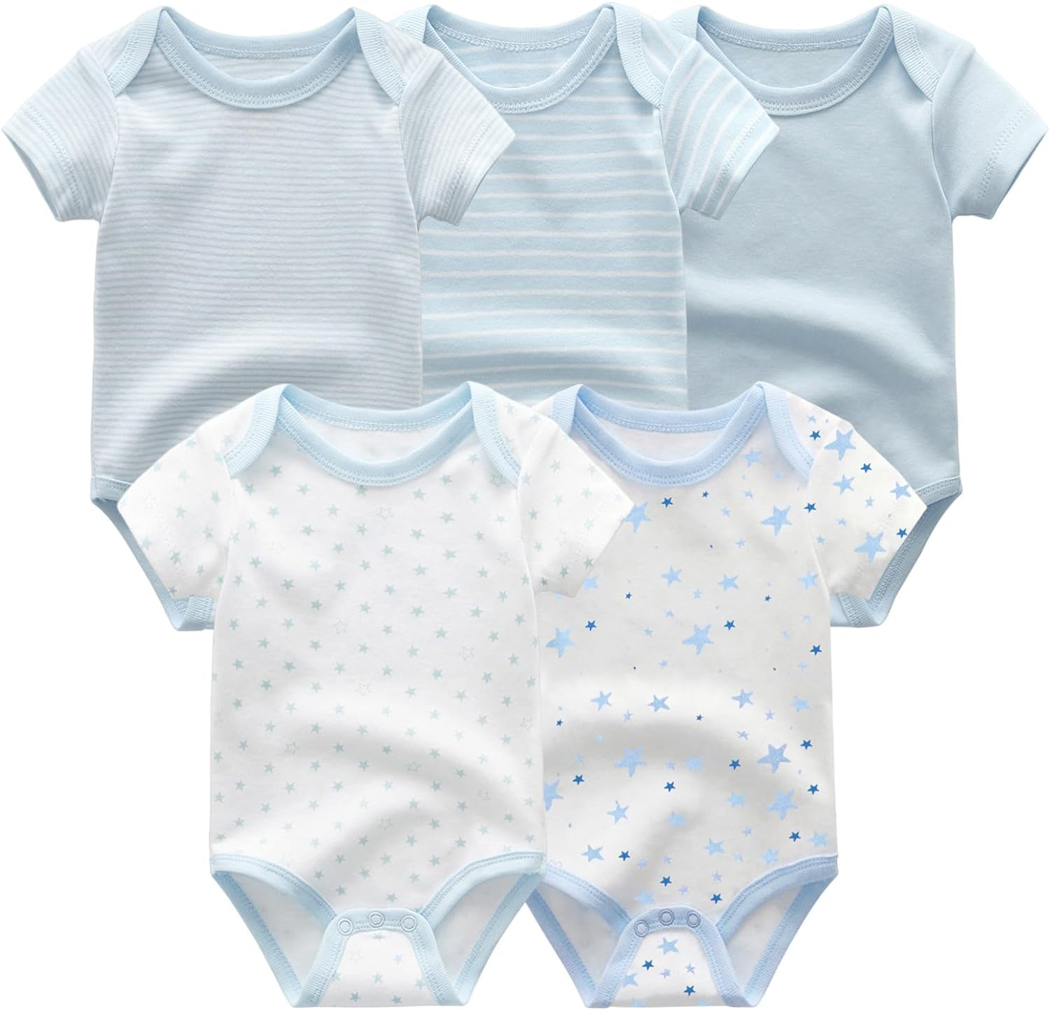 Unisex Boy Girl Baby Bodysuit 5 Pack Cartoon Cotton Infant Clothes Short Sleeve Soft Babie'S Outfits