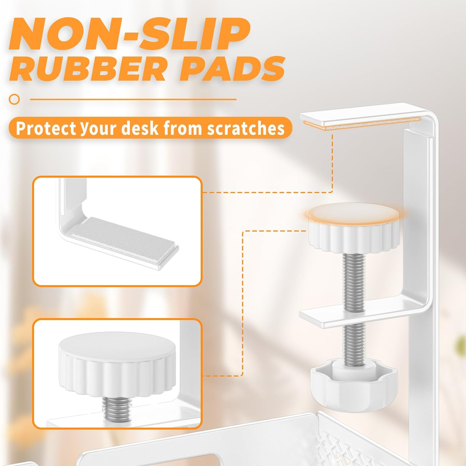 Under Desk Cable Management Tray,No Drill Mesh Desk Cables Trays with Clamp,Wire Managements Tray Cabl-E Management Box,Desk Cable Tray Wire Organizer for Office, Home(White)(White)